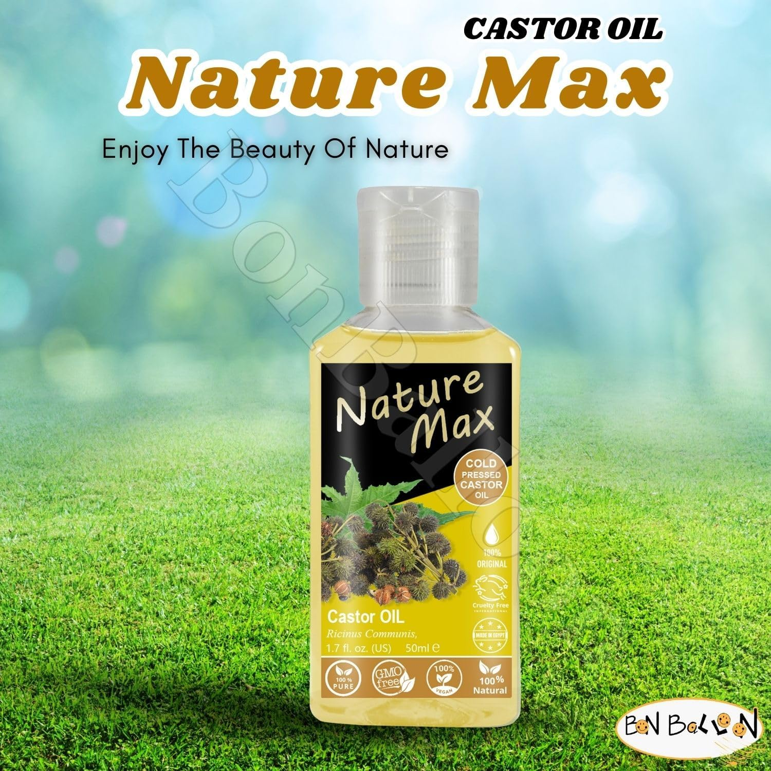 Nature Max Castor Oil Essential Oils Organic Natural Undiluted Pure for Hair & Skin Care Eyelashes & Eyebrows Cold Pressed Premium Quality ( 1Pack = 1.70 Oz / 50 Ml ) زيت الخروع image number 6