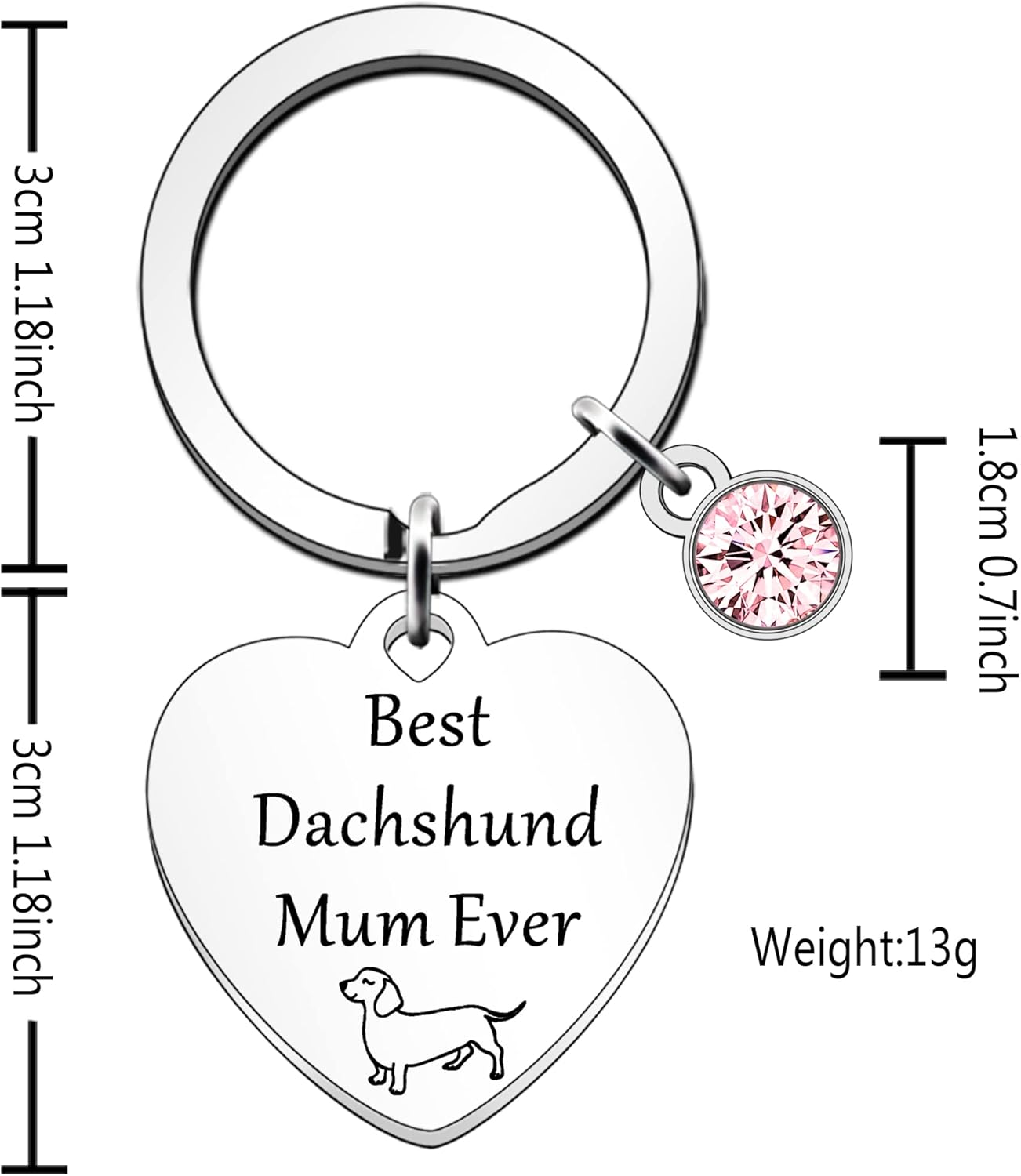 Dachshund Mum Gifts for Woman Keyring - Dachshund Lover Gifts for Best Friend Birthday Christmas Best Dachshund Mum Ever, Silver, One Size
