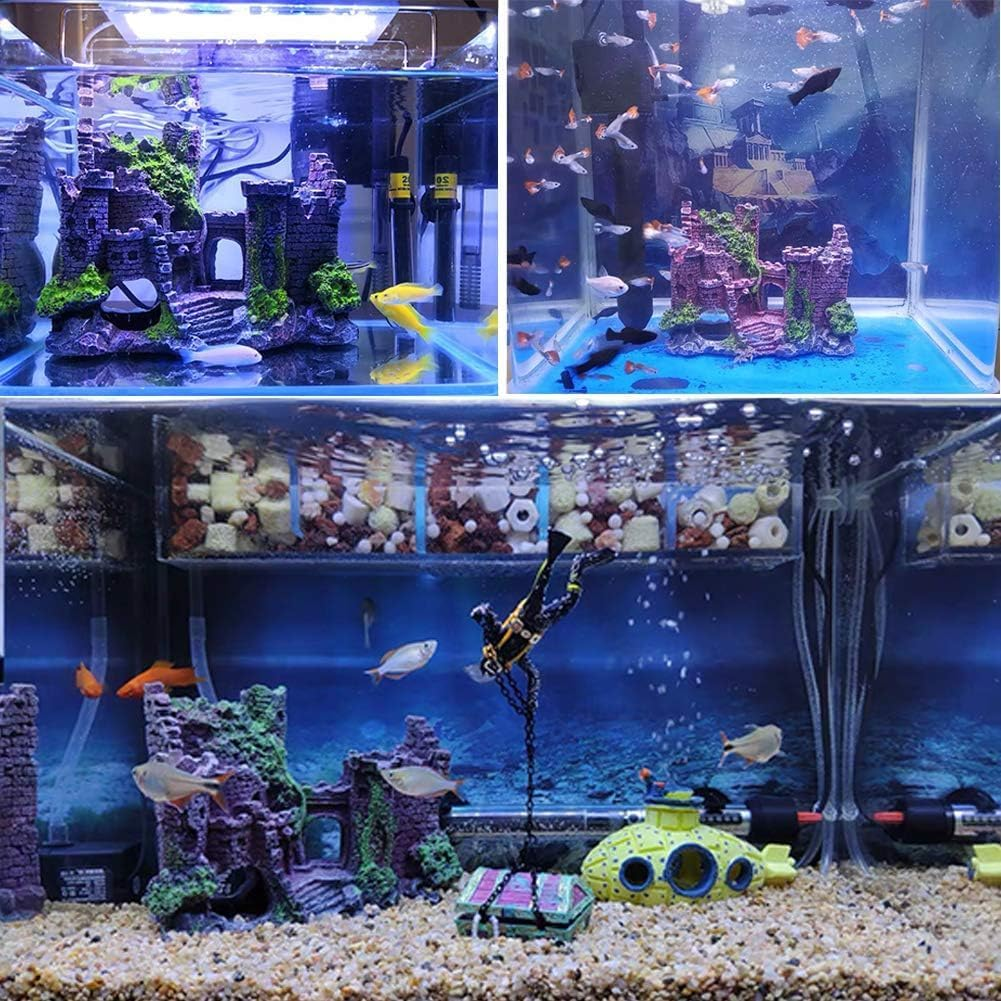 Fish Tank Castle, Aquarium Decorations Ornaments, Resin Castle Accessories for Betta Shrimp Turtle image number 6