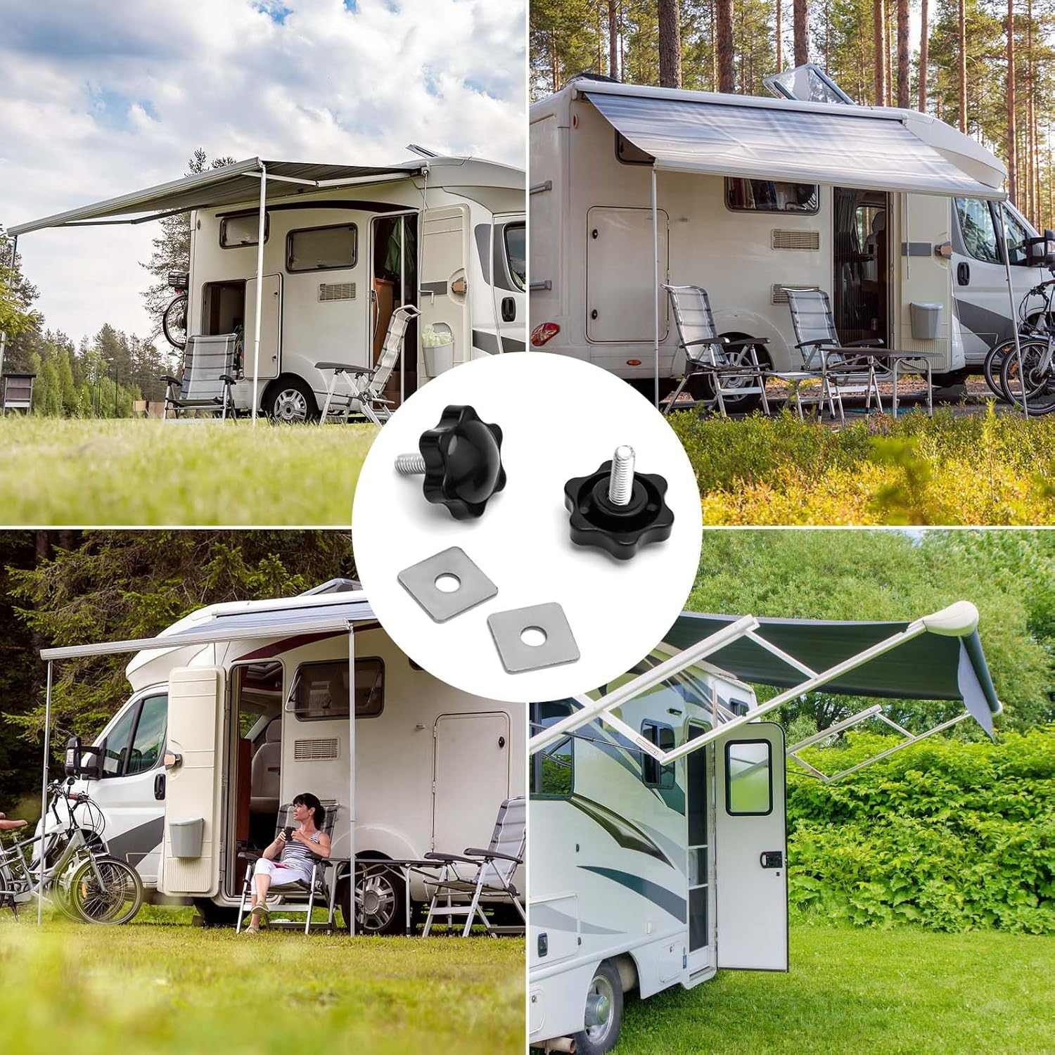 RV Awning Support Knob, Awning Brace Knob Replacement Parts Awning Rafter Locking Knob with Clip for RV Motorhome Camper image number 3