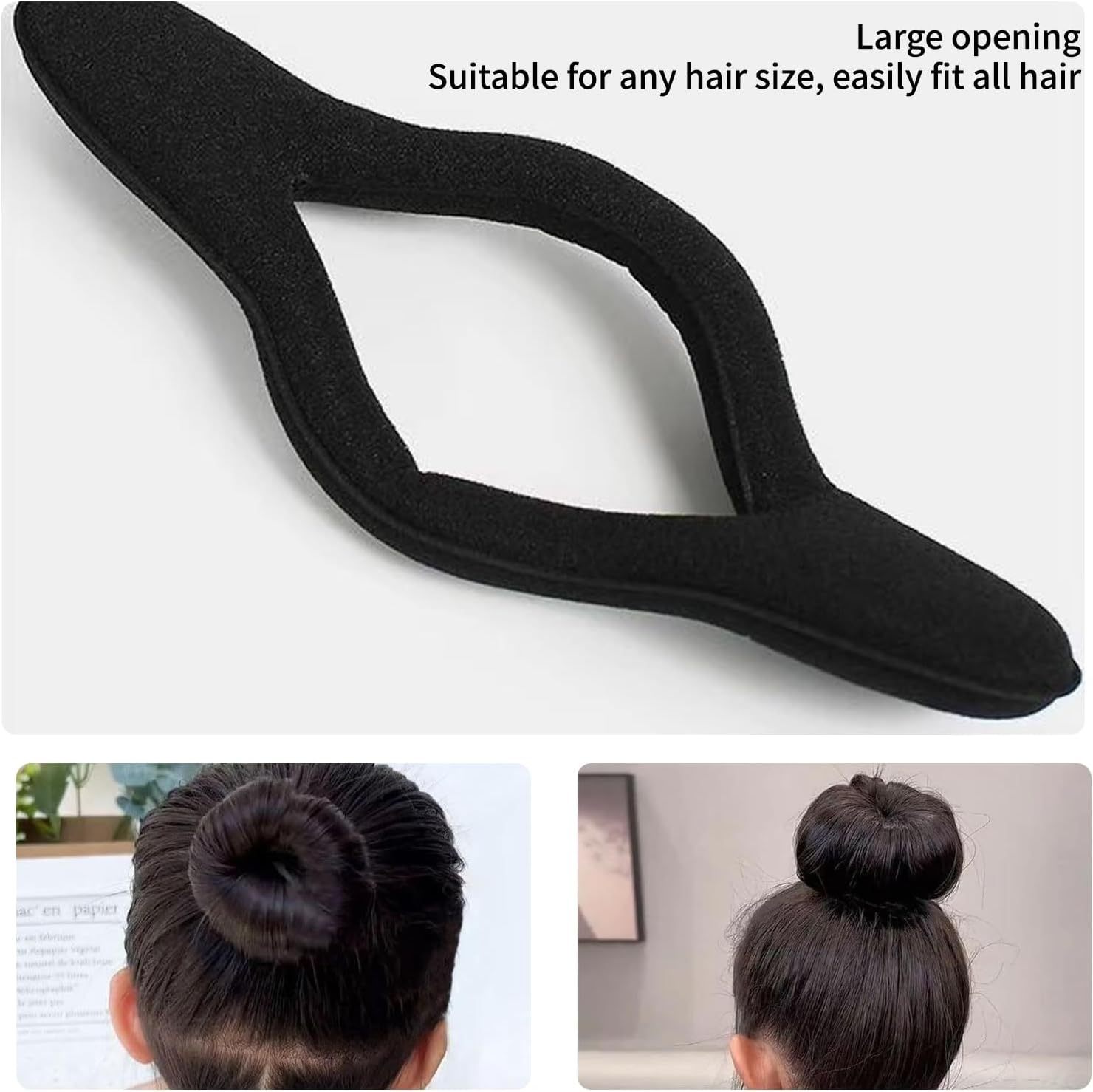 Hair Bun Maker Set 11-Piece Soft Sponge Includes 3 Large 4 Small Bun Cushions 3 Pieces Twist Tool and Flexible Bun Donut for Women and Girls, Black, Large image number 1