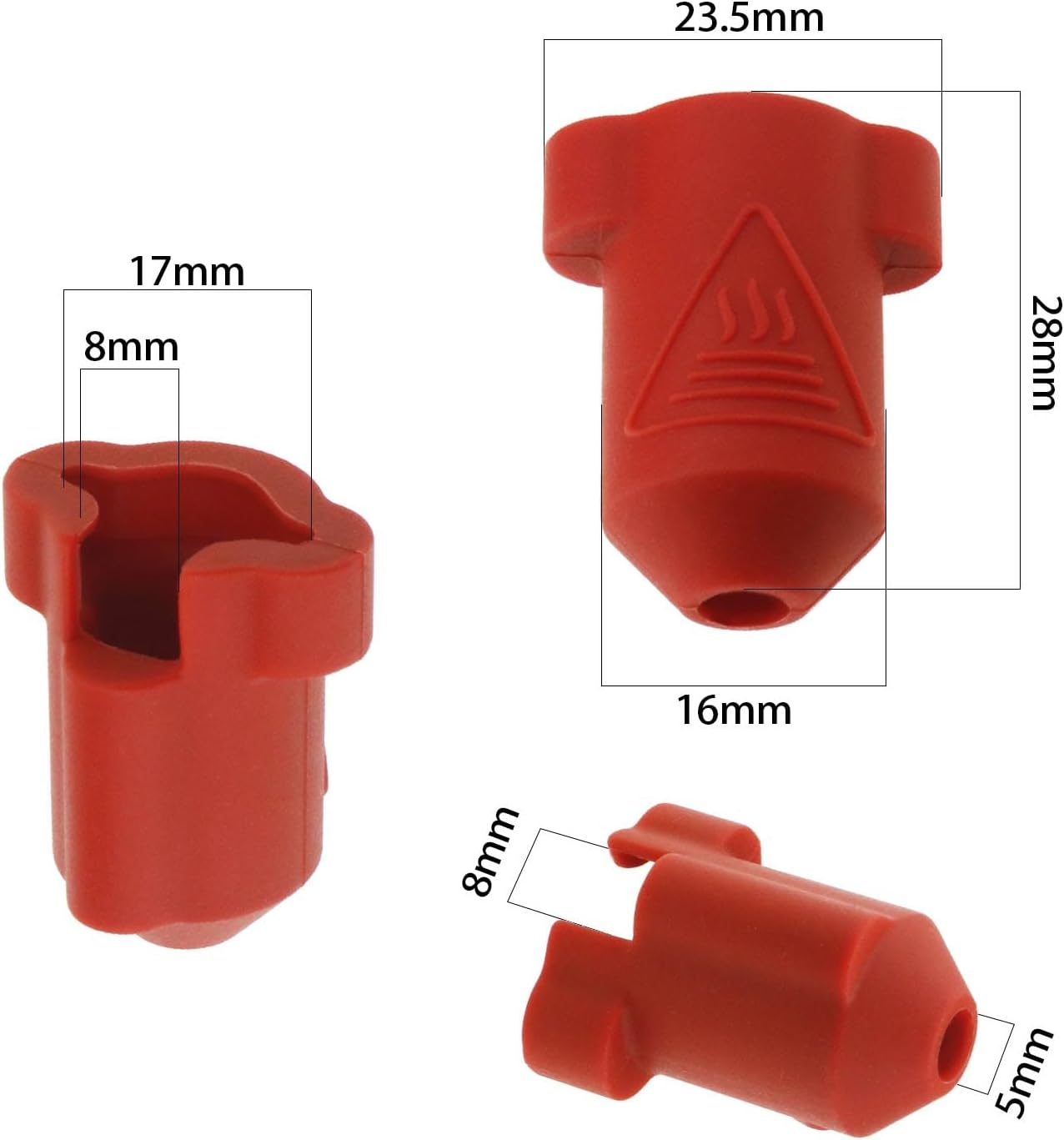 VGOL 5Pcs 3D Printer Extruder Hot End Silicone Sleeve 3D Printer Extruder Silicone Protective Cover Compatible with Creality K1 K1 MAX 3D Printers, Red - Red image number 5
