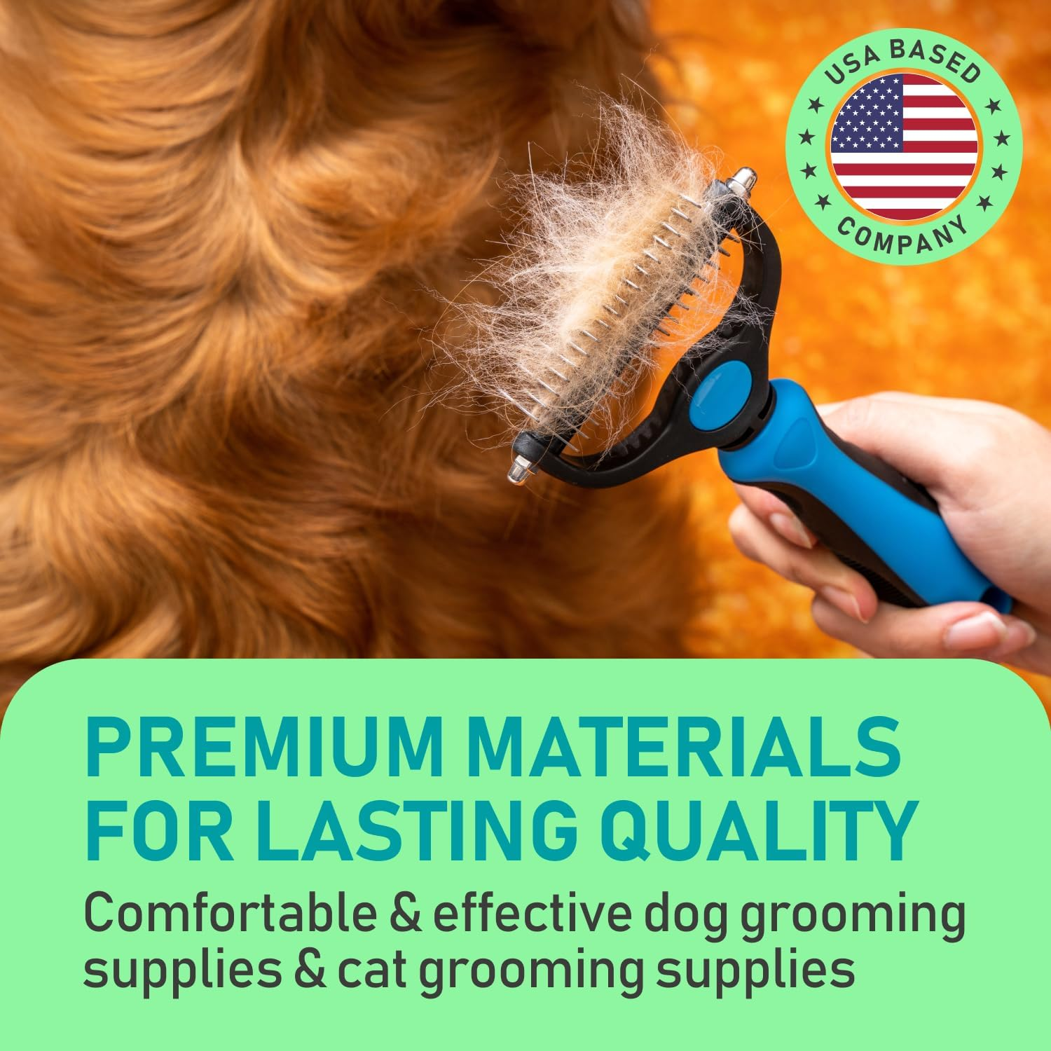 Maxpower Planet Pet Grooming Brush - Double Sided Shedding and Dematting Undercoat Rake Comb for Dogs and Cats,Extra Wide,Blue