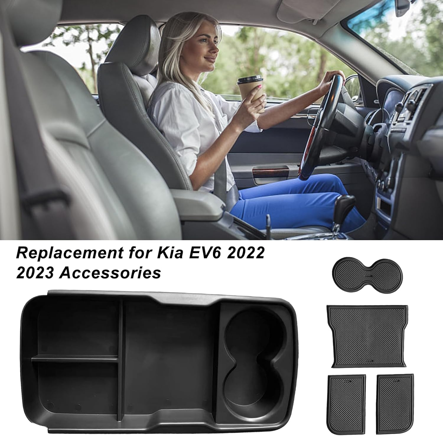 Lower Center Console Organizer Tray Replacement for Kia EV6 2022 2023 Accessories image number 4