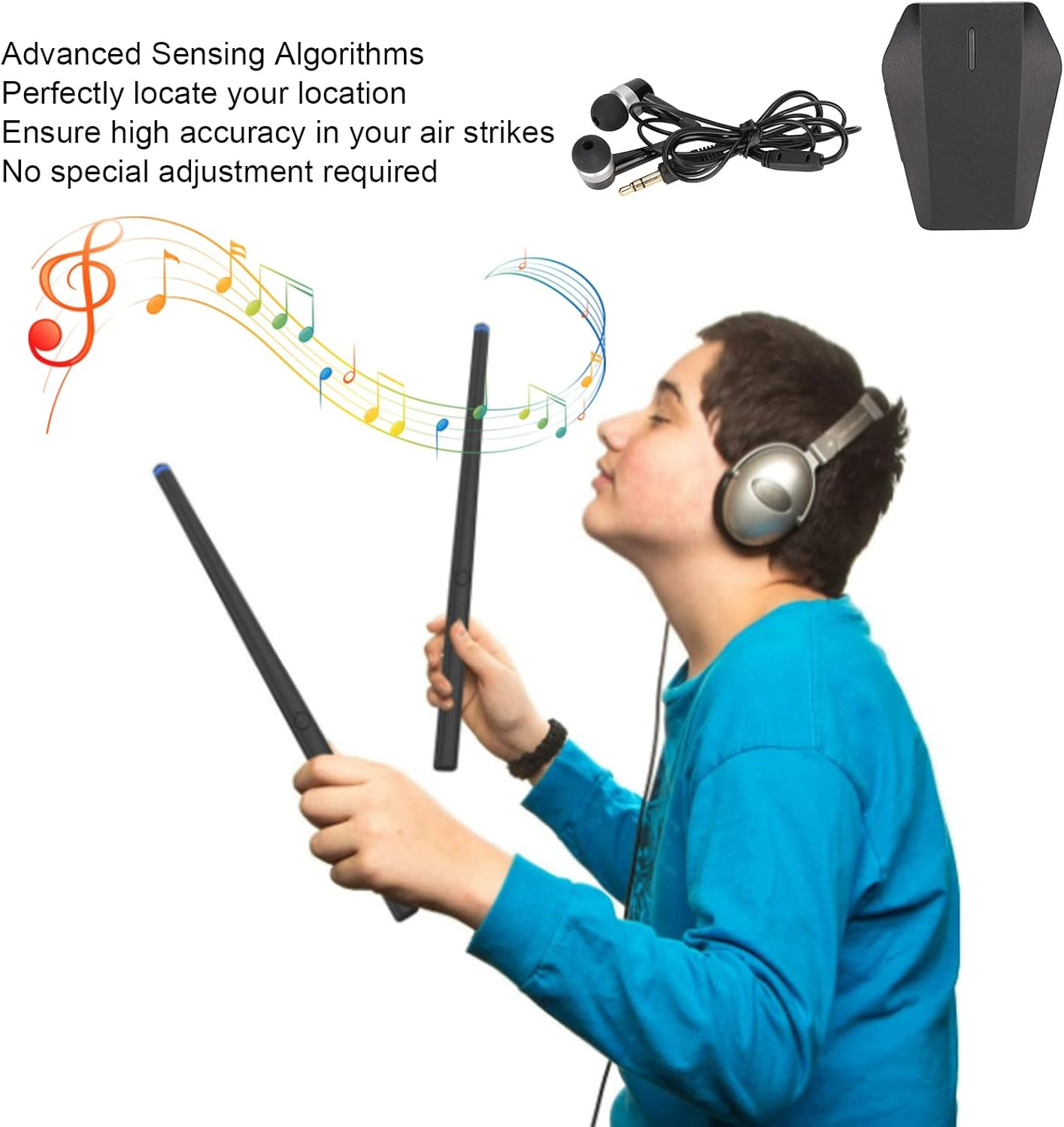 Electronic Drum Kit, Somatosensory Drum Kit Support Midi BT, Virtual Air Drumsticks, Portable Digital Midi Practice Drum Stick, Air Electronic Drum Kit for Children Beginners image number 5