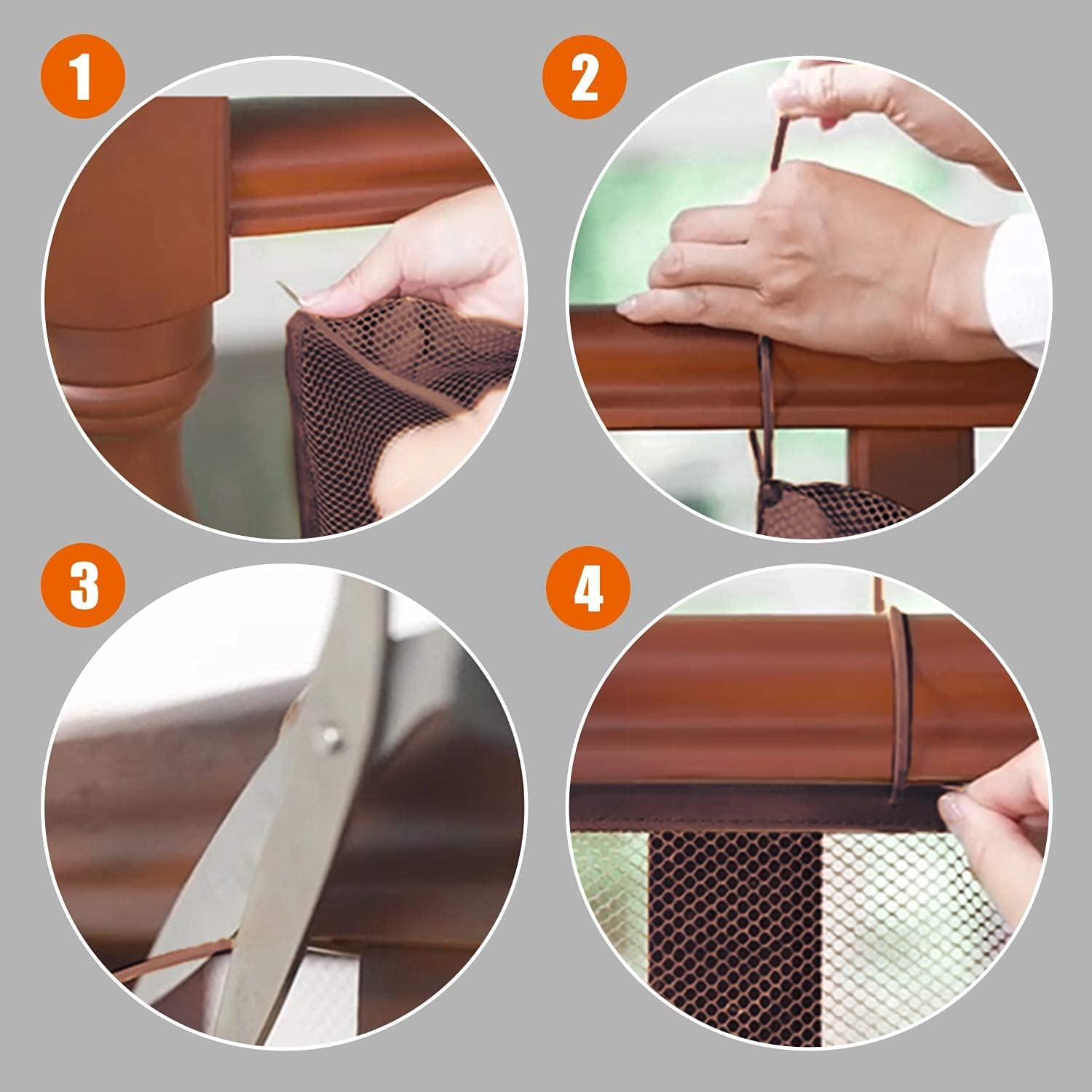 3 Metre Stairs Protective Net, Stair Railing Safety Net, Stairs Railing Fence Mesh, Safety Net for Children, Protective Net Stairs, Baby Balcony Net (Brown) image number 6