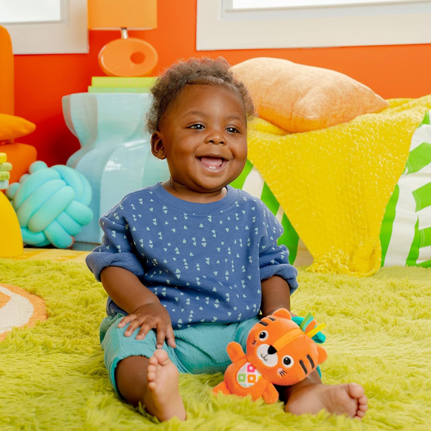 Bright Starts Jingle Joy Reach & Rattle Toy for Stroller - Tiger with Chime Sounds - Unisex, Newborn + image number 1