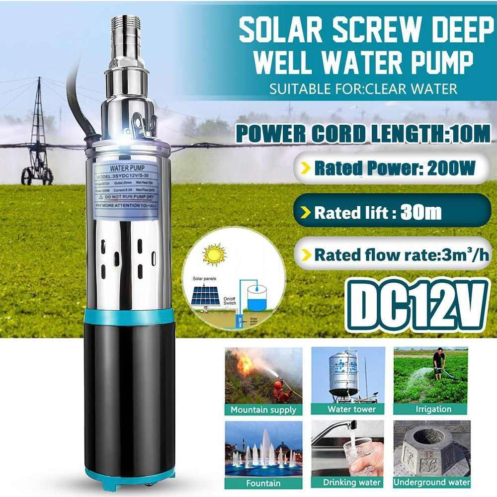 12V 3M&sup3;/H Solar Clear Water Pump Screw Submersible Bore Farm Hole Power Well image number 3