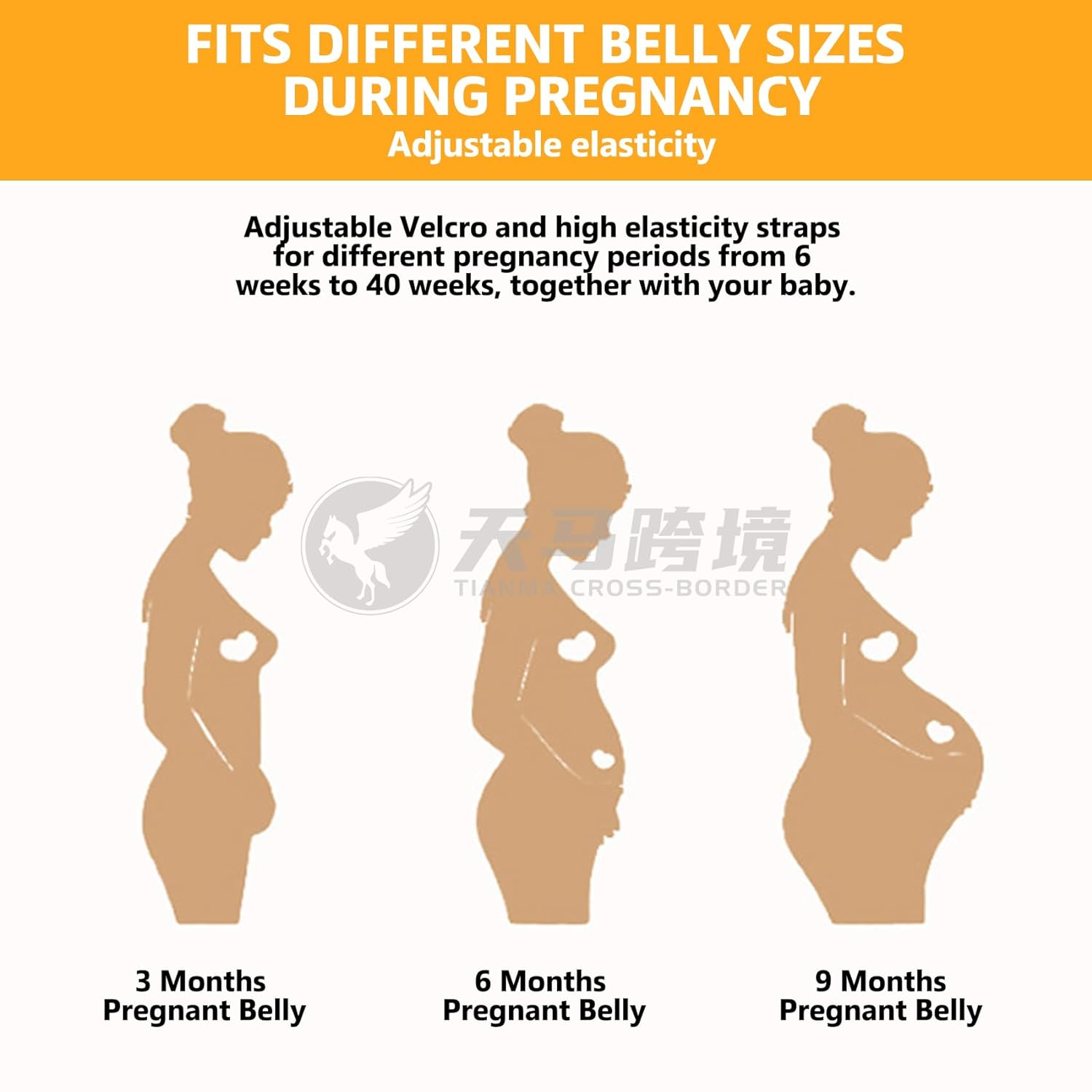 Pregnancy Belly Support Band, Breathable & Adjustable Maternity Support Belt, Strip Full Surrounding Pregnancy Support Belt for Pregnant Women to Support Pelvic/Waist/Abdomen (M) image number 2