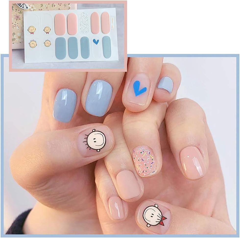 6 Sheets Cartoon Nail Art Stickers Bear Little Monster Frosted Nail Decals Beauty Accessories for Fingers