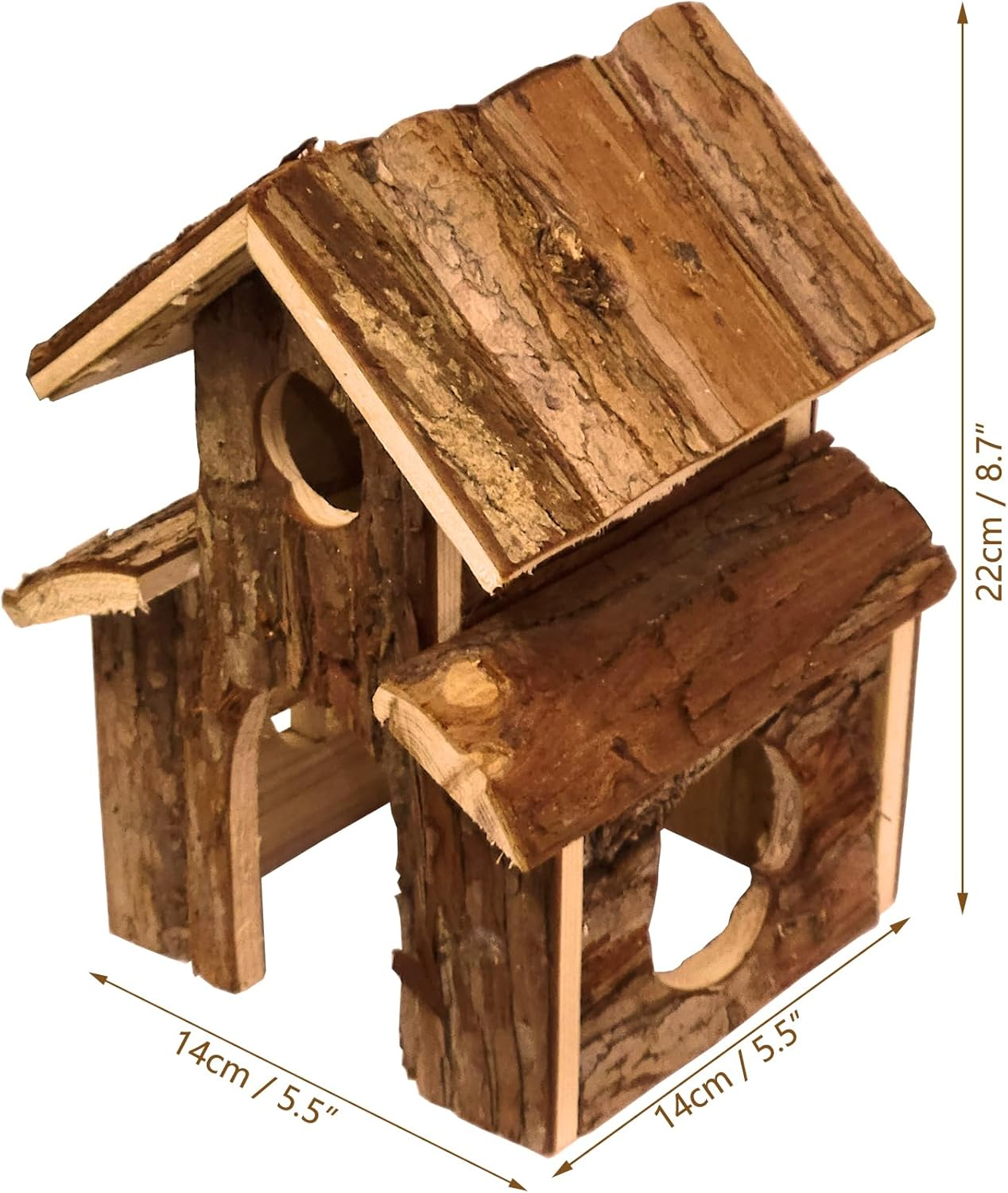 Small Animal Amusement Wooden Villa House Hideouts Playground with Ladder, Fit for Chinchilla, Guinea Pigs, Gerbil, Dwarf Mice, Hedgehog (3 Pcs) image number 3