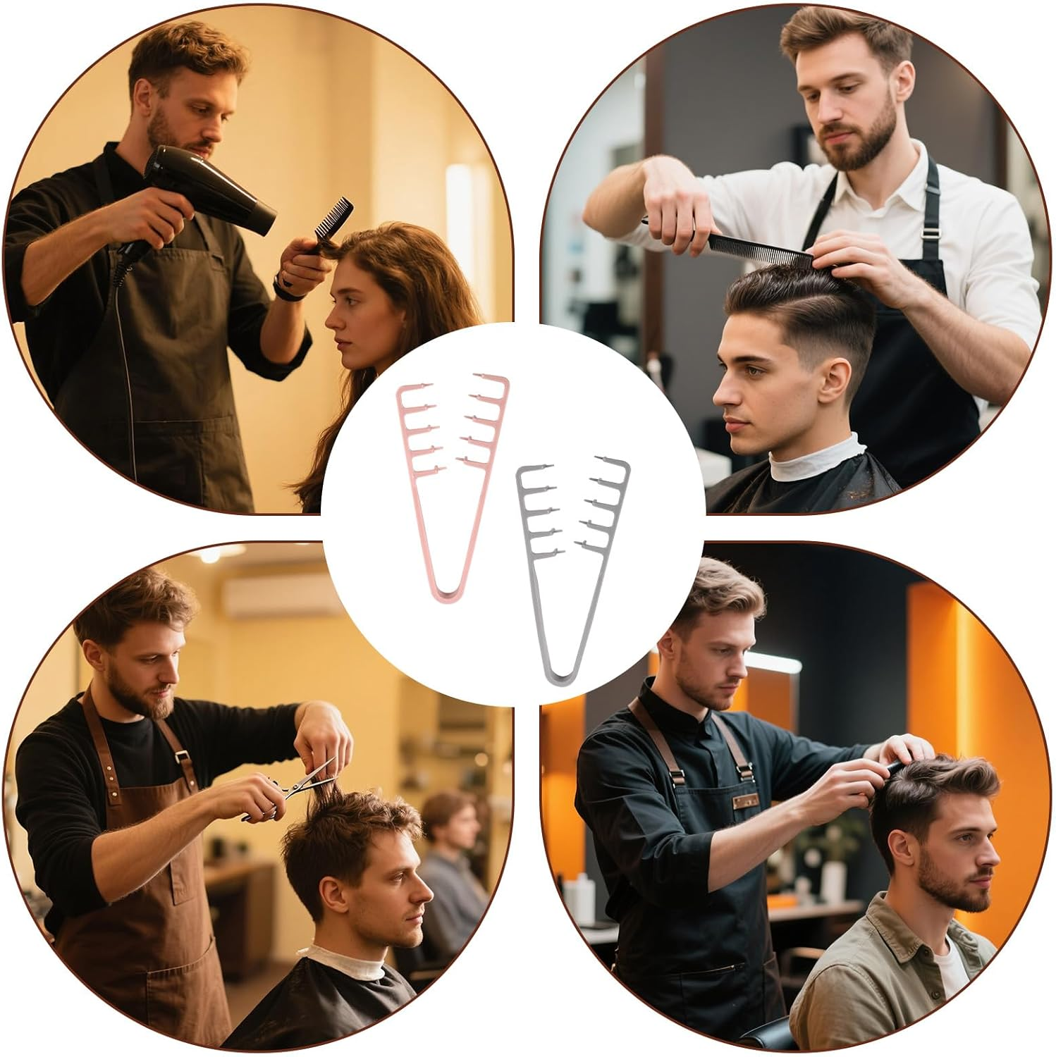 Sinbana 2Pcs Volumizing Wide-Toothed Hair Combs, Portable Fluffy Texture Styling Tools Root Volume & Bangs Seam Grooming Accessory for Women Men Home Travel (Pink, Gray) image number 5