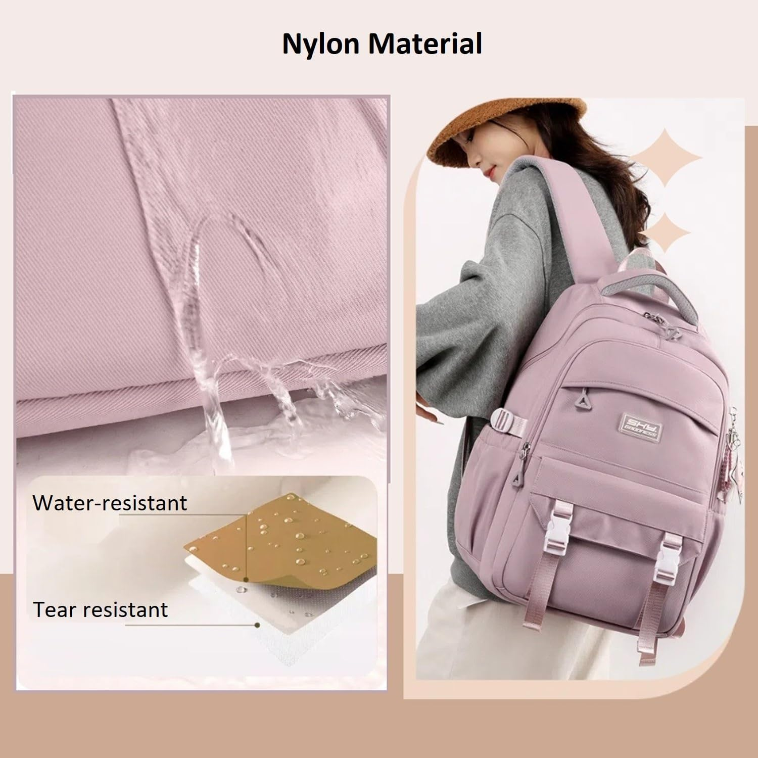 ETAISHOW Kids Backpack for Teen Girls Plain School Bag for Elementary Middle School Bookbag for Women - 01A Black image number 6