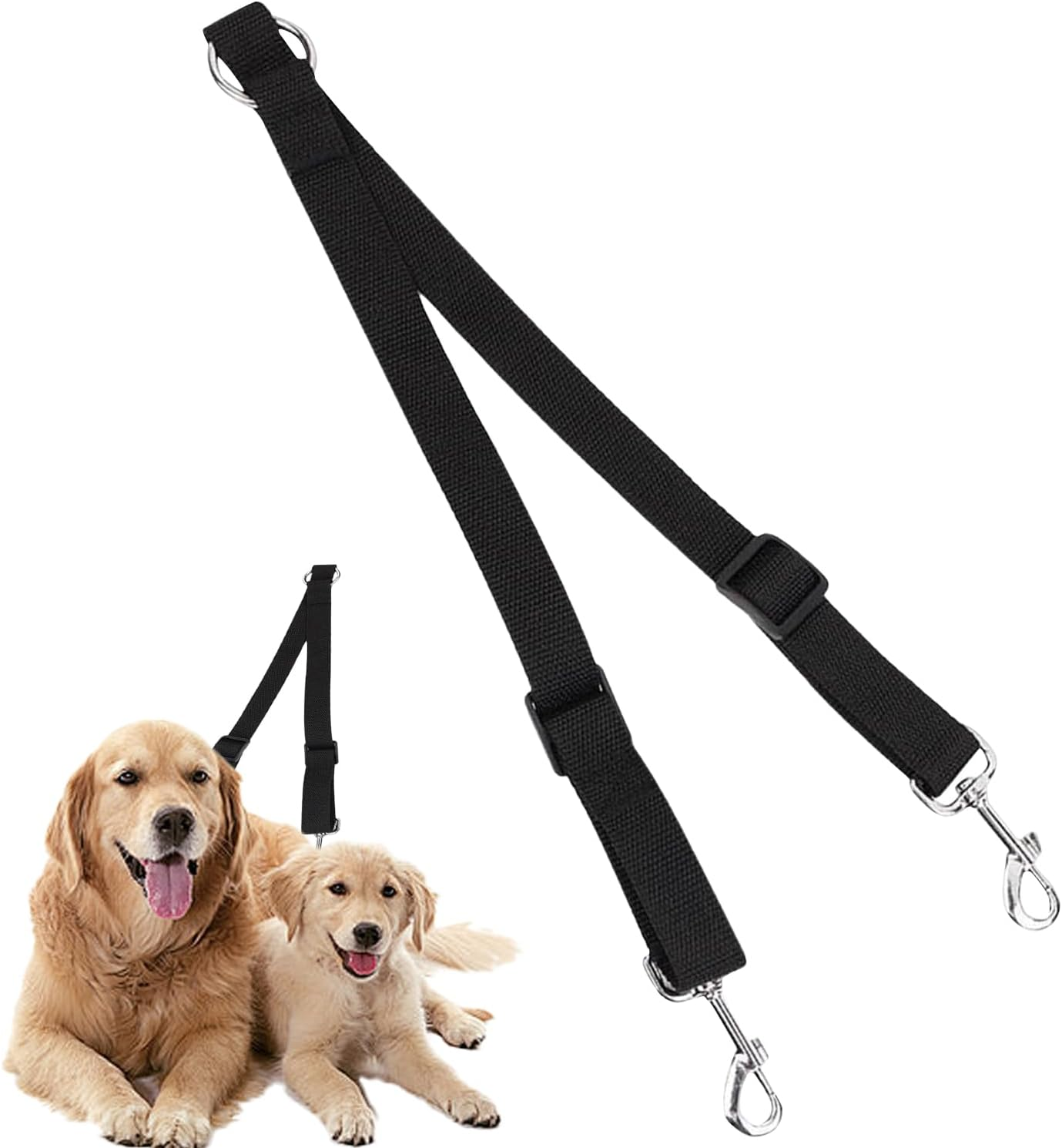 Double Dog Lead, Double Ended Lead for Dogs, Adjustable and Tangle-Free, Durable Nylon, Reflective Stitching for Night Safety, Dual Dog Leash for Walking Two Dogs, Comfortable Grip, Training Lead image number 5