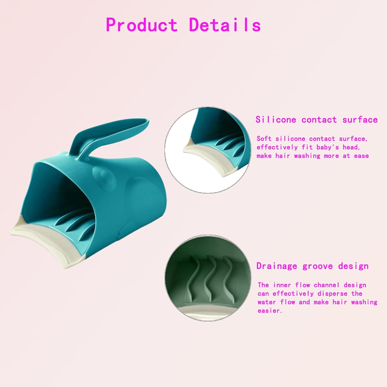 Baby Shampoo Rinse Cup - Gentle Hair Washing for Babies, Protects Eyes, Easy Bath Time (Blue) image number 2