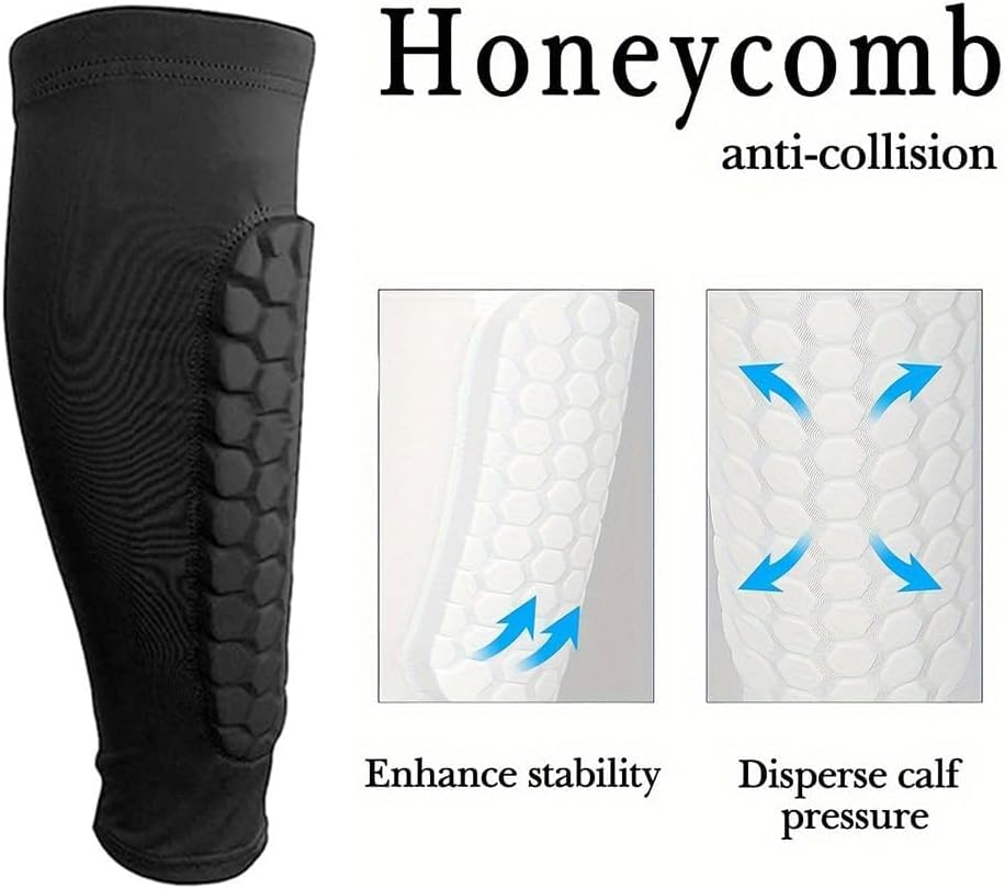 Soccer Shin Guards Pads for Kids Youth Adult,Calf Compression Sleeve with Honeycomb Pads,Support for Football Baseball Taekwondo Boxing MTB Protective Gear image number 4