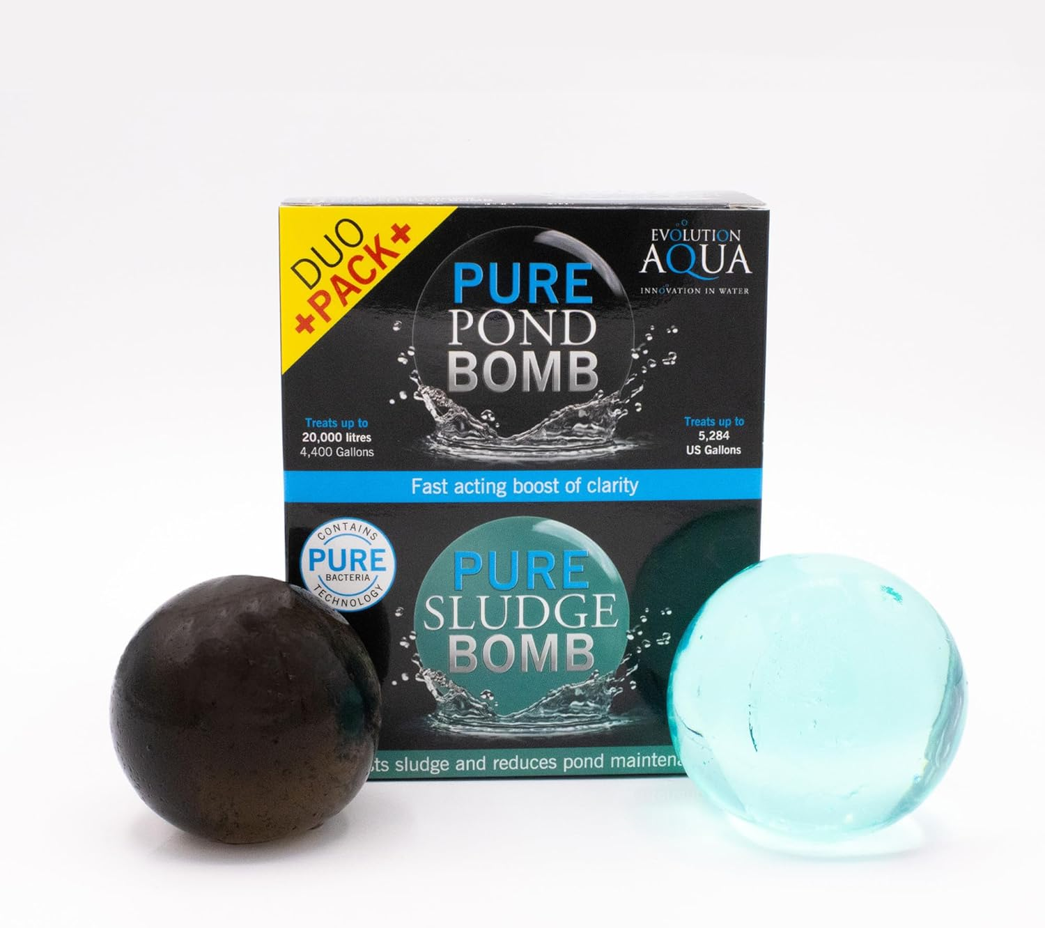 Evolution Aqua Pure Duo Pack Pond Bomb & Sludge Bomb Pond Clear Water Treatment Pond Sludge Remover - Duo Value Pack Offers Complete Natural Pond Water Treatment for Fish Ponds image number 2