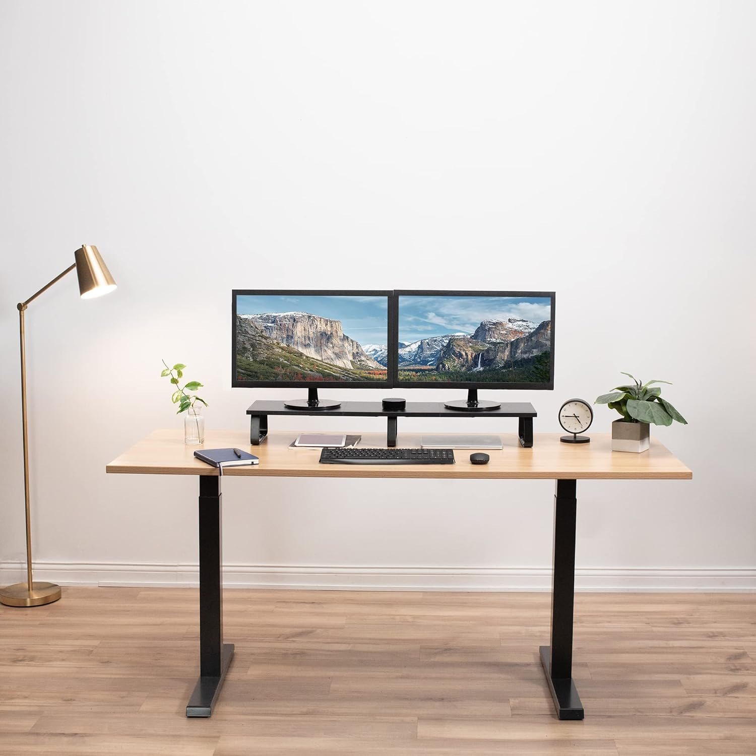 VIVO Black Wood 39 Inch Wide Extra Long Desktop Stand, Ergonomic Tv, Dual Monitor, Laptop, Keyboard Riser and Desk Tabletop Organizer (Stand-V000Dl) image number 6