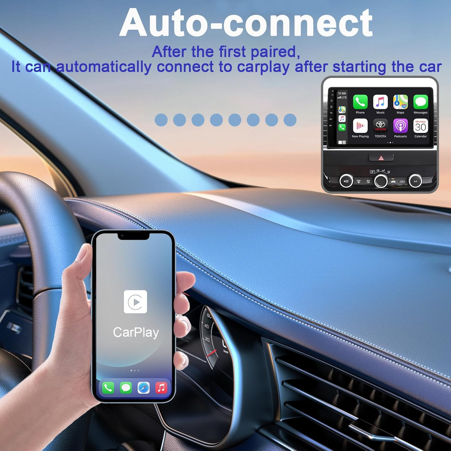 Wireless Carplay Adapter,Wireless Apple Carplay Dongle Adapter,Car Apple Carplay Bluetooth Adapter,Plug & Play 5Ghz Wifi Online Update,Low Latency,Easy to Install,Support Newest Ios 16 image number 2