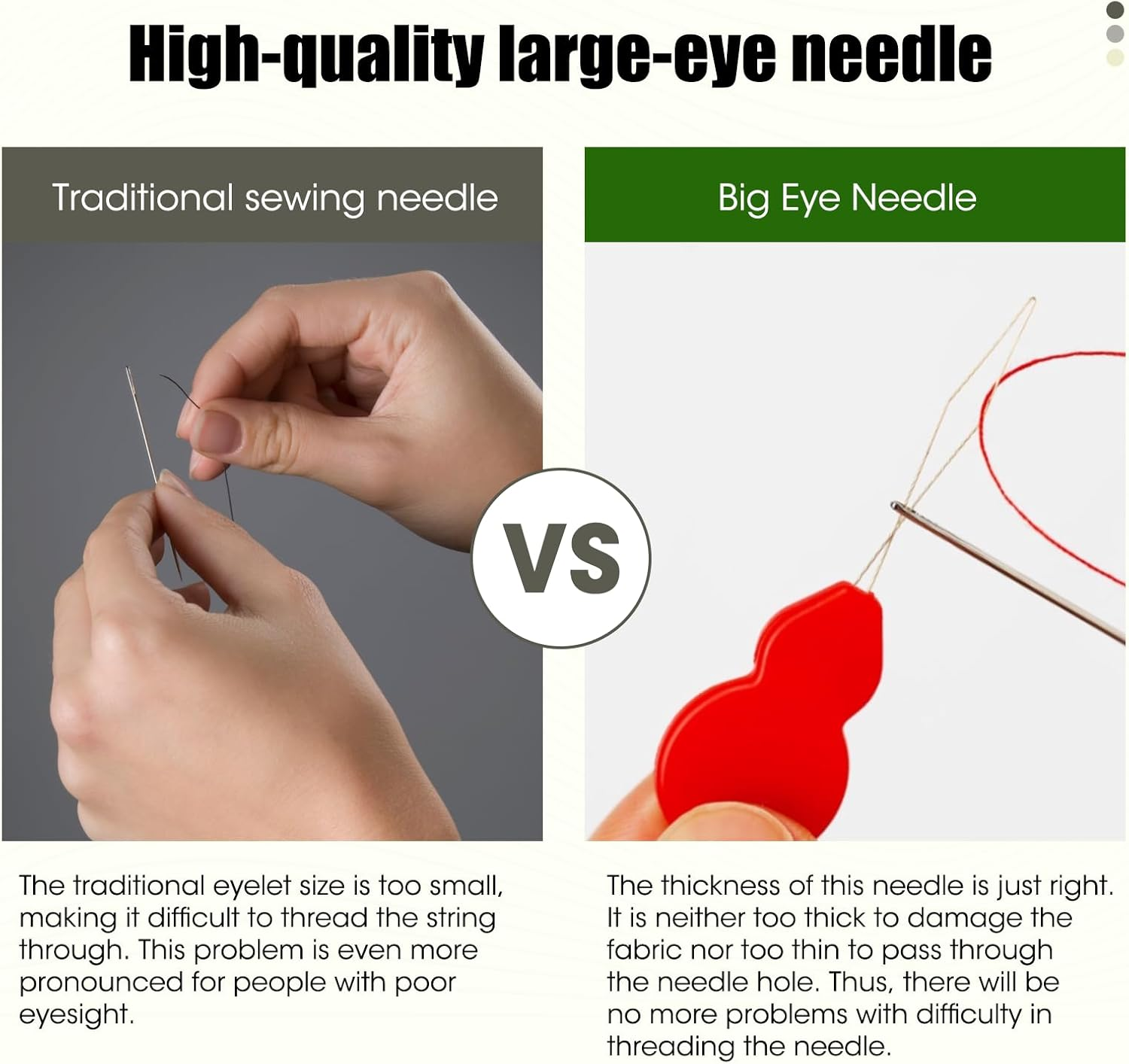 25 Pcs Sewing Needle Set with 4 Threaders - Stainless Steel Large-Eye Hand Needles (5 Sizes,4-6Cm) for Knitting, Embroidery, Mending & Quilting - Includes Clear Plastic Storage Bottle image number 5