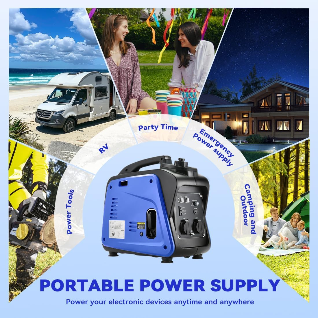 Gentrax Portable 2000 W Max Inverter Generator &ndash; 1.7 Kw Continuous Pure Sine Wave Petrol Unit, 67 Db Low Noise, Lightweight for Camping & Home