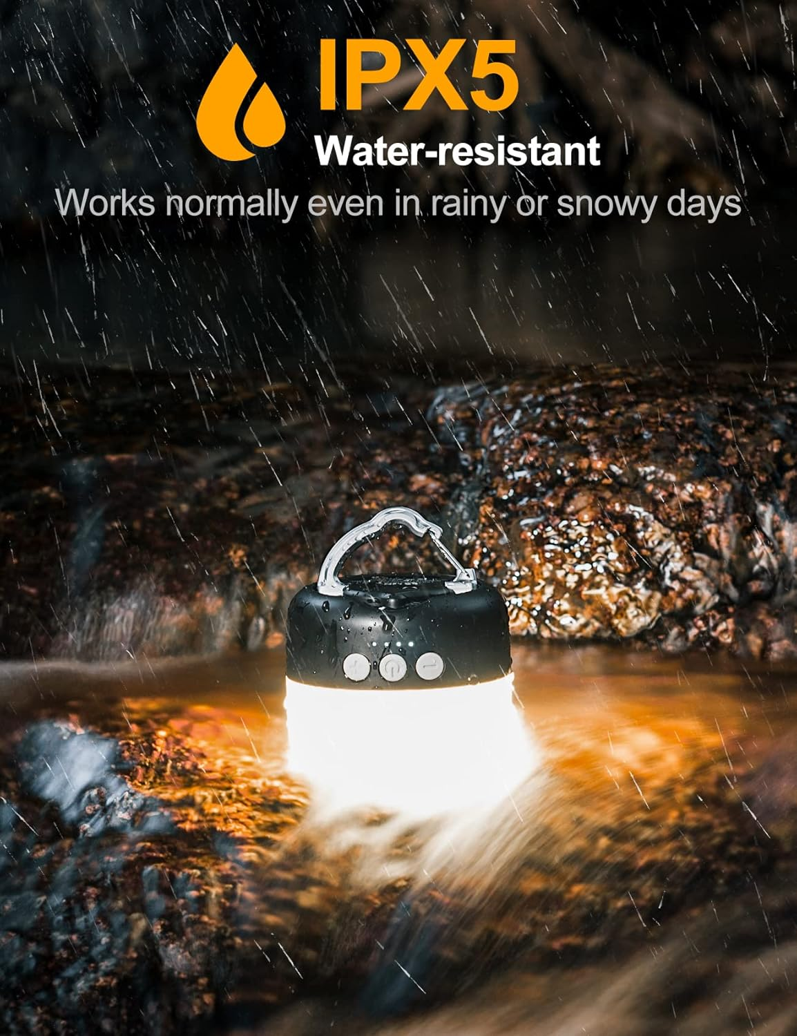 LED Camping Lantern Rechargeable 1000LM, up to 300H Running Time Camping Tent Light, 6700Mah Emergency Hanging Light for Hurricane, Power Outages, Home, Hiking, Water-Resistant, Black image number 2