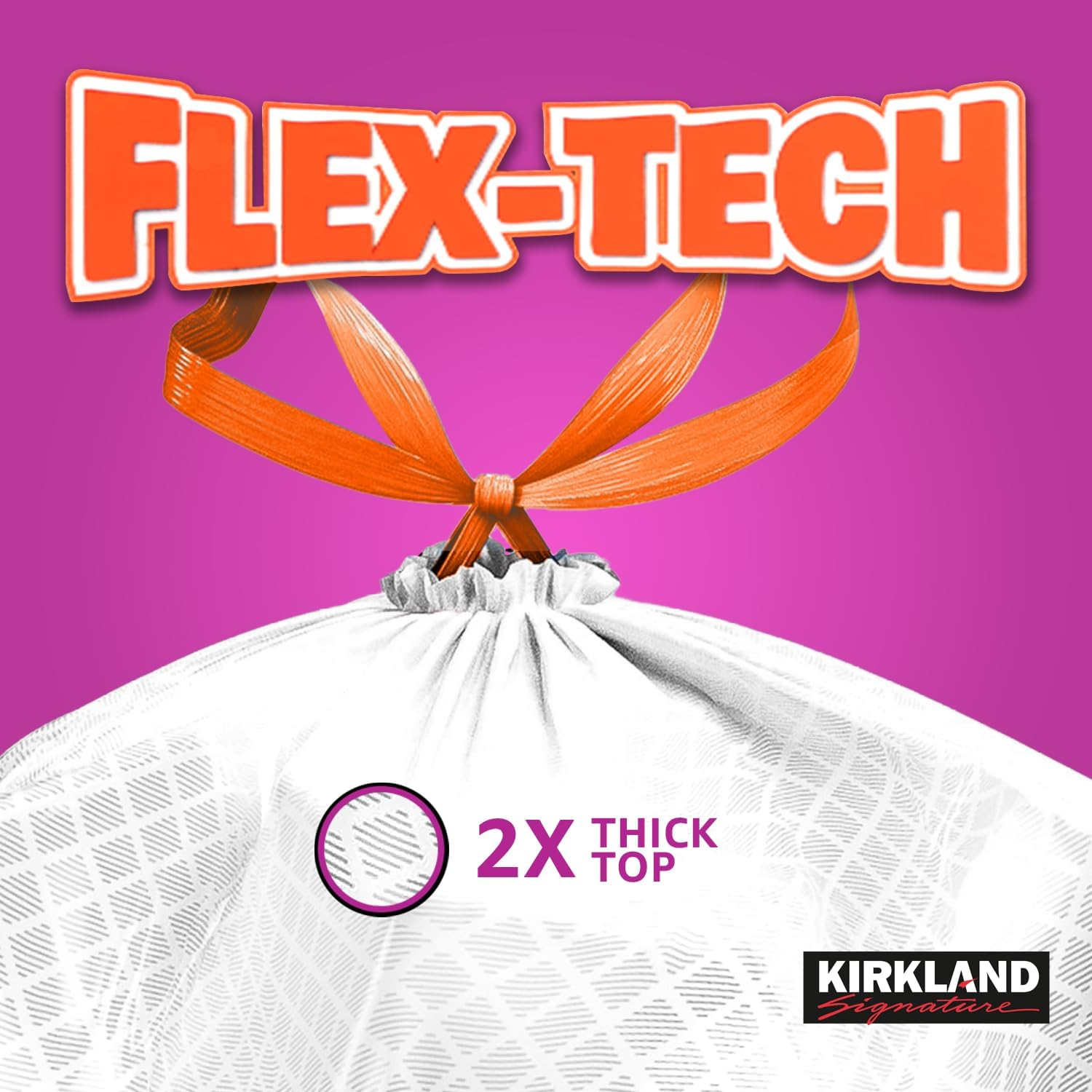 BD Kirkland Signature Drawstring White Kitchen Trash Bags, 13 Gallon, 200 Count image number 4