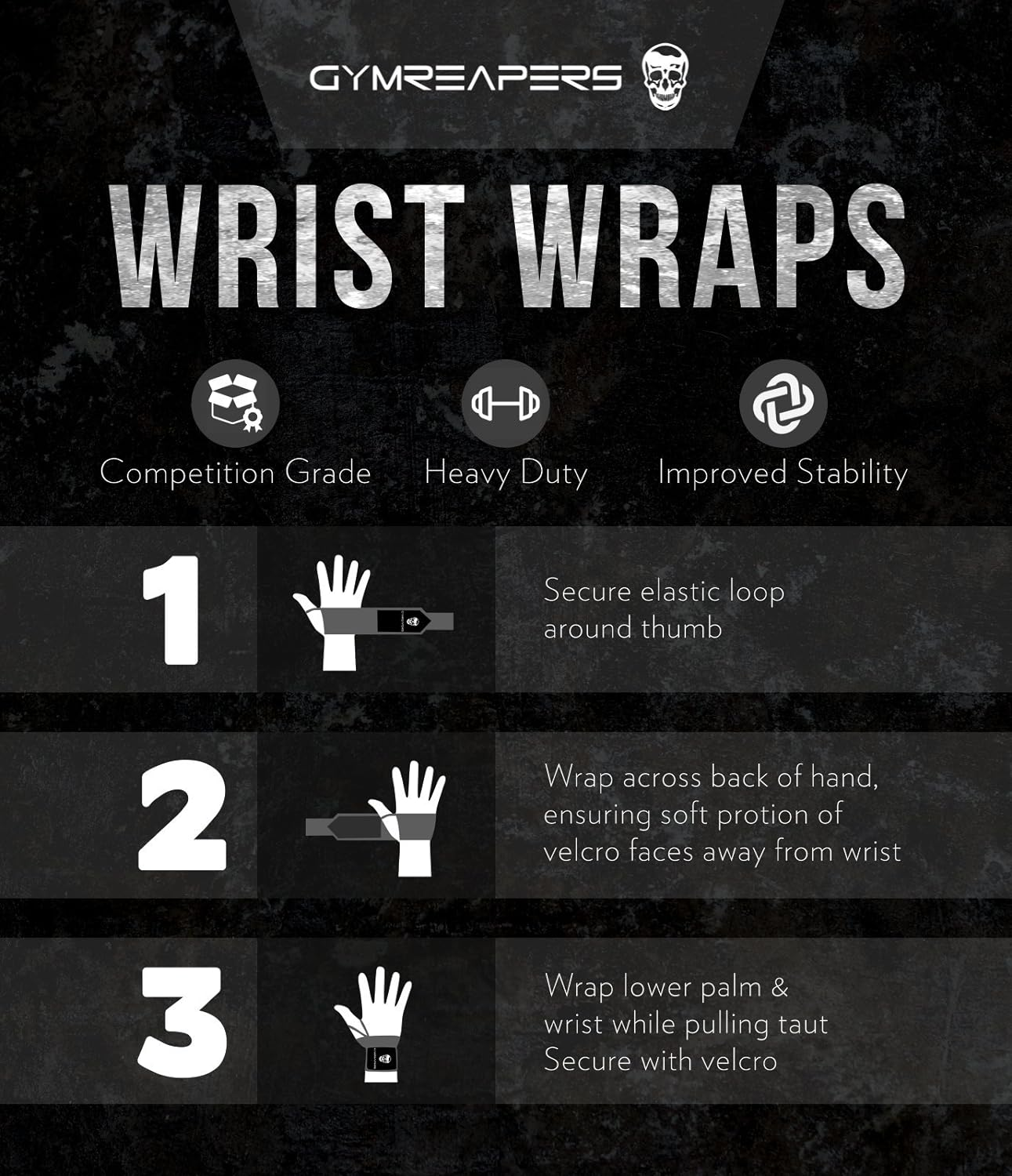 Gymreapers Weightlifting Wrist Wraps (Competition Grade) 18" Professional Quality Wrist Support with Heavy Duty Thumb Loop - Best Wrap for Powerlifting, Strength Training, Bodybuilding image number 2