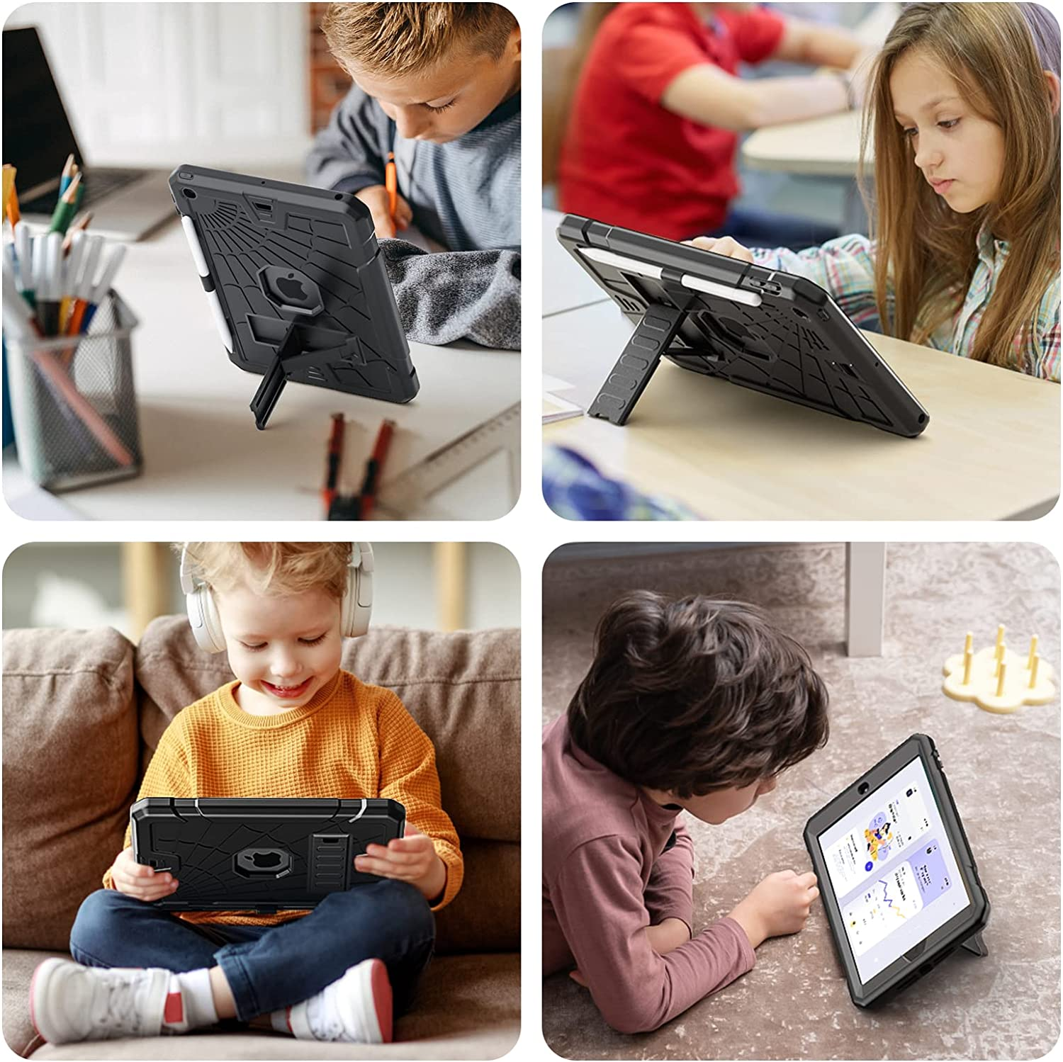 Herize Ipad 6Th Generation Cases Cover for Kids | Ipad 5Th Generation Case 9.7 Inch W/Pencil Holder Ipad 9.7 Case W/Stand for Boys Girls | Heavy Duty Rugged Ipad Case 6Th/5Th 2018/2017