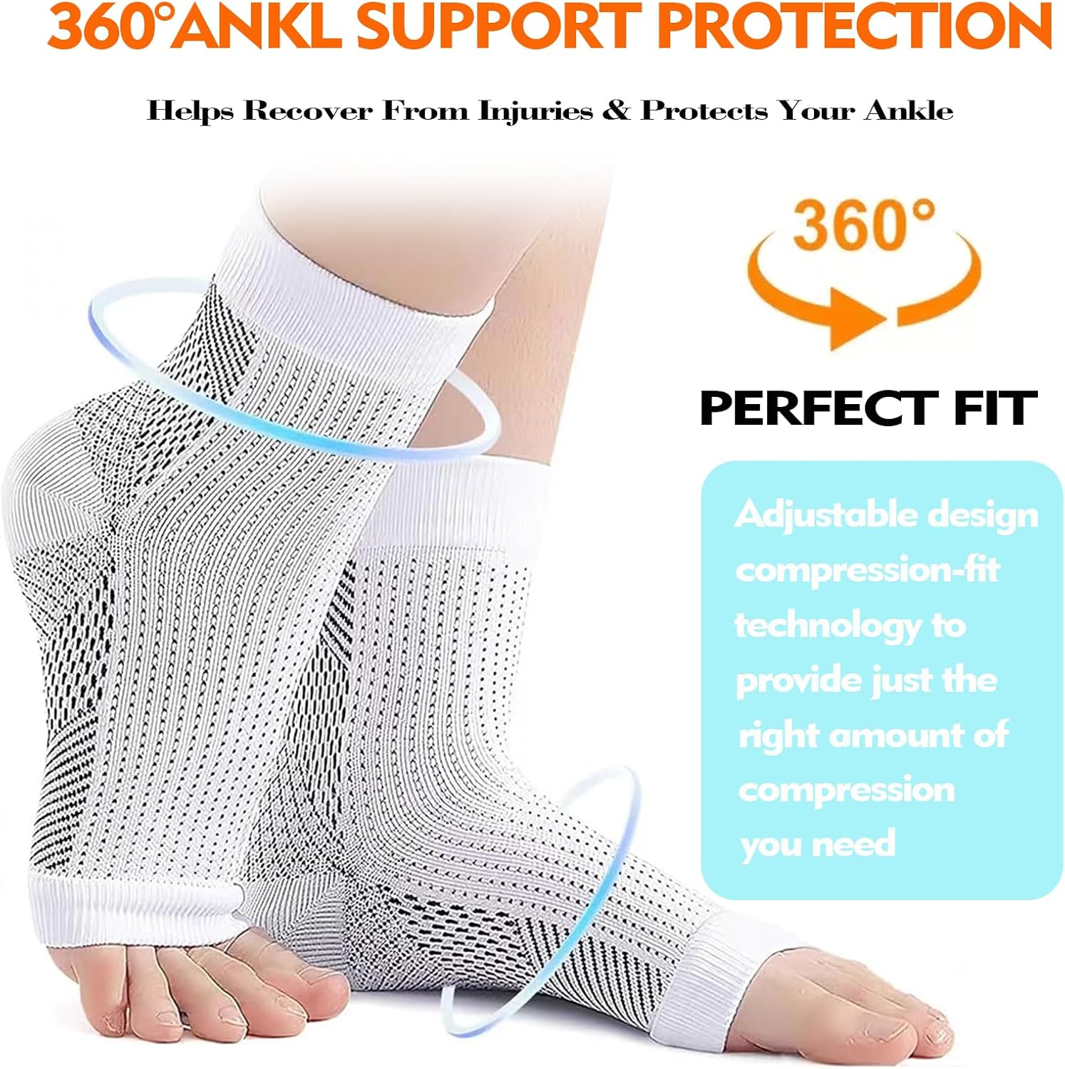 4 Pairs Neuropathy Socks for Women Men - Compression Socks for Neuropathy Pain Relief for Feet- Ankle Compression Sleeve Support, Soothe Socks Plantar Fasciitis, Ankle Swelling, Foot Pain