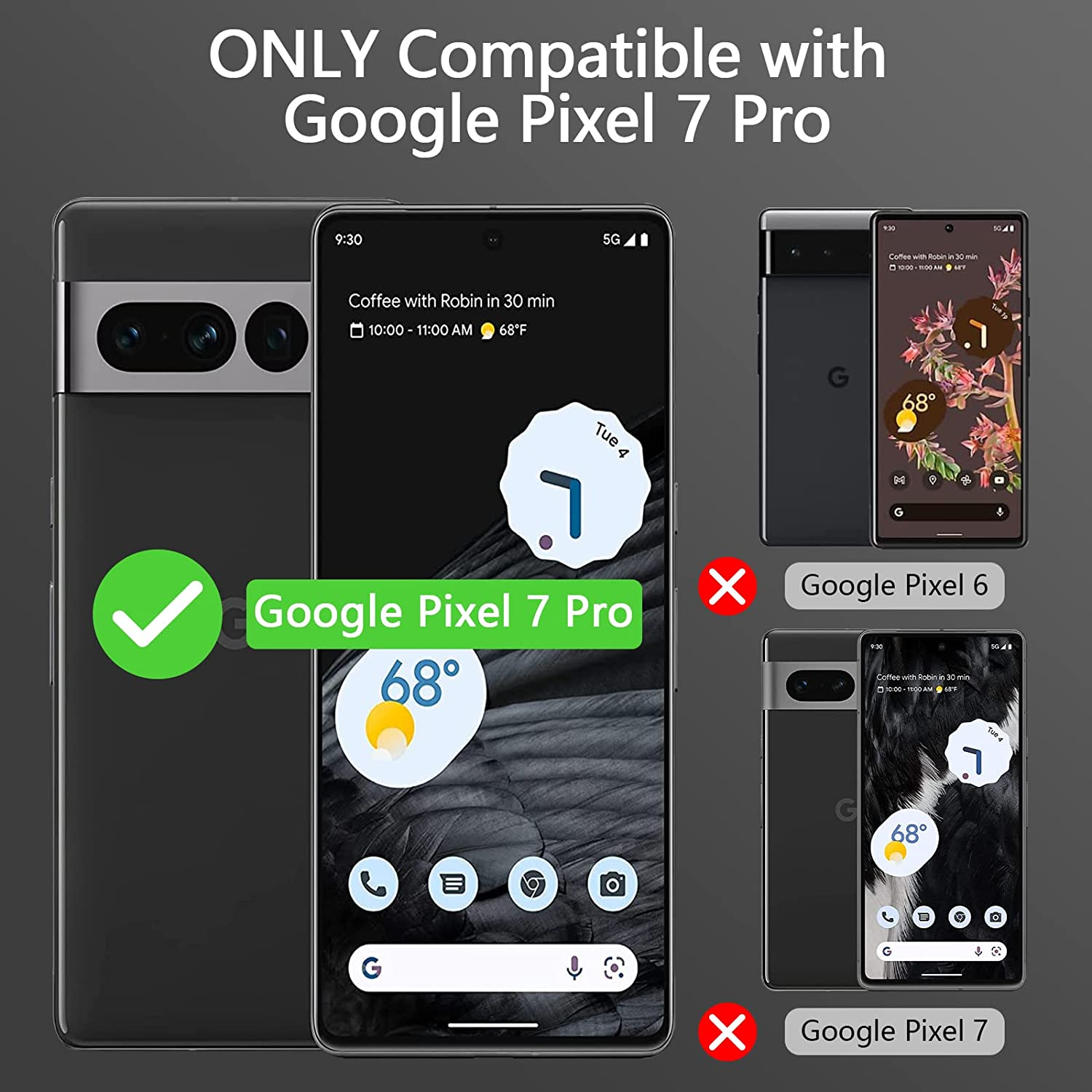 Cnarery Screen Protector for Google Pixel 7 Pro, 2 Pack Fingerprint Support Unlock Tempered Glass [Easy Installation] [Bubble Free] image number 2