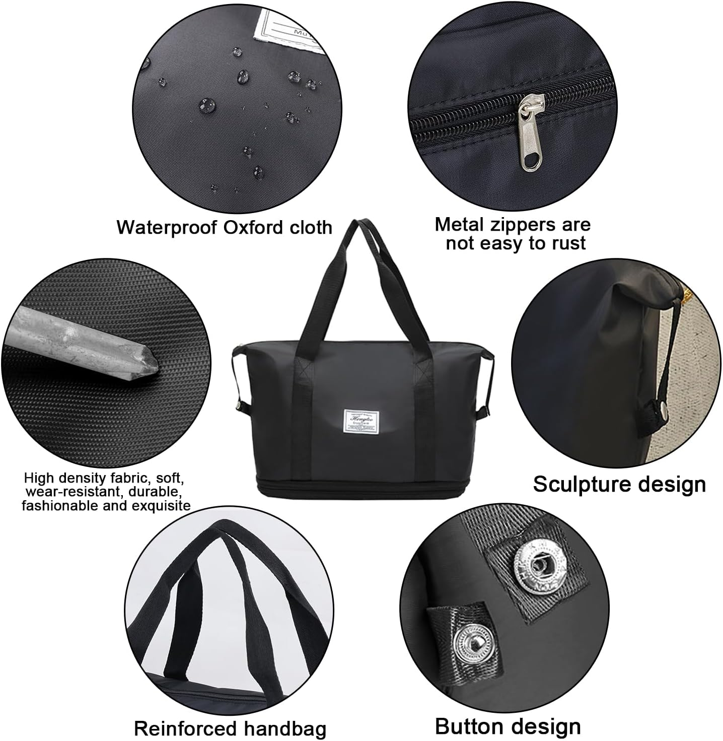 WUBAYI Travel Bag,Expandable Bilayer Overnight Bag Large Capacity Weekend Bag Dry & Wet Seperated Travel Bags for Women Foldie Travel Bag with Trolley Sleeve Duffel Bags for Women & Men, Black, L - 001 Pink image number 5