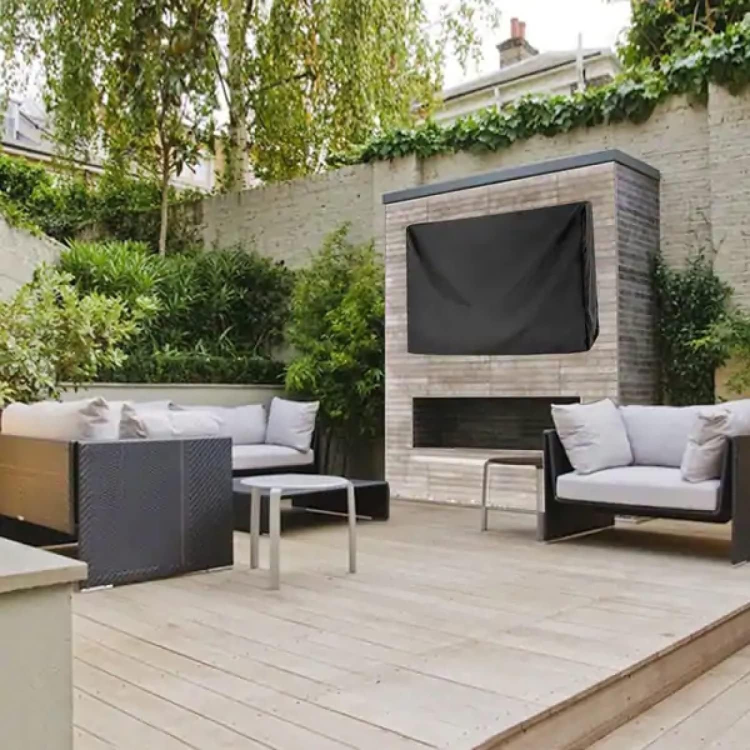 Outdoor TV Cover Waterproof UV Dustproof for Patio Flat Television Cover - Display Screen Protector outside LED LCD OLED HD Screens Tvs Weatherproof Fits 46" 47" 48" Inch (Black), (46" - 48" Inch) image number 5