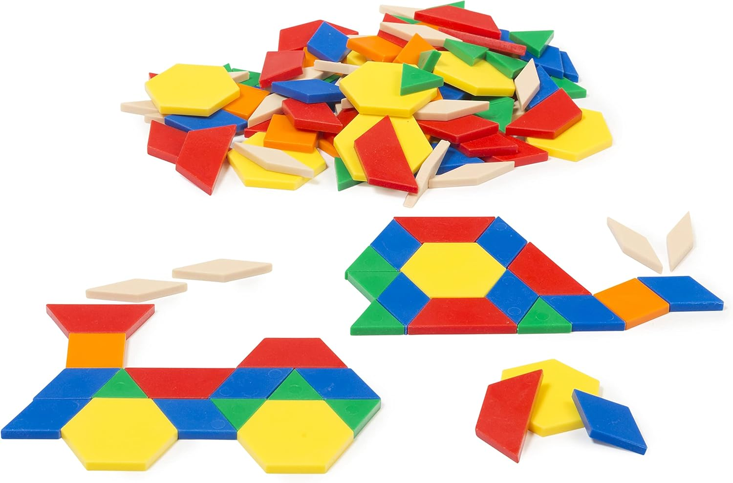 Learning Can Be Fun Solid Plastic Pattern Blocks Jar 126 Pieces