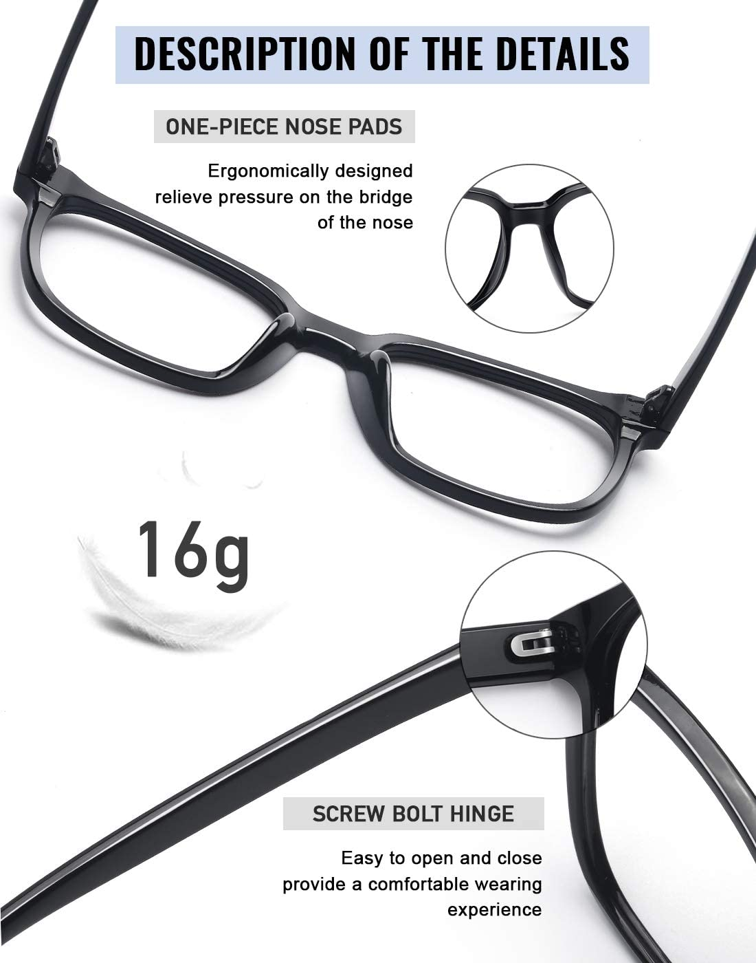 PANNER Oversized Stylish Square Blue Light Blocking Glasses for Women Computer Gaming Eyeglasses anti Glare Eyestrain