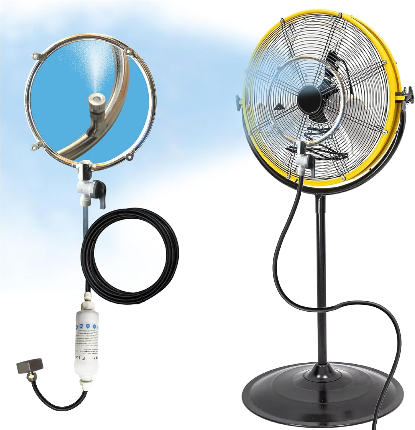 Stainless Steel Outdoor Misting Fan Kit for a Cool Patio Party Garden Breeze.Water Mister Spray for Cooling Outdoor,Detachable Brass Misting Nozzle,26Ft Misting Line + Fit to Any Outdoor Fan image number 4