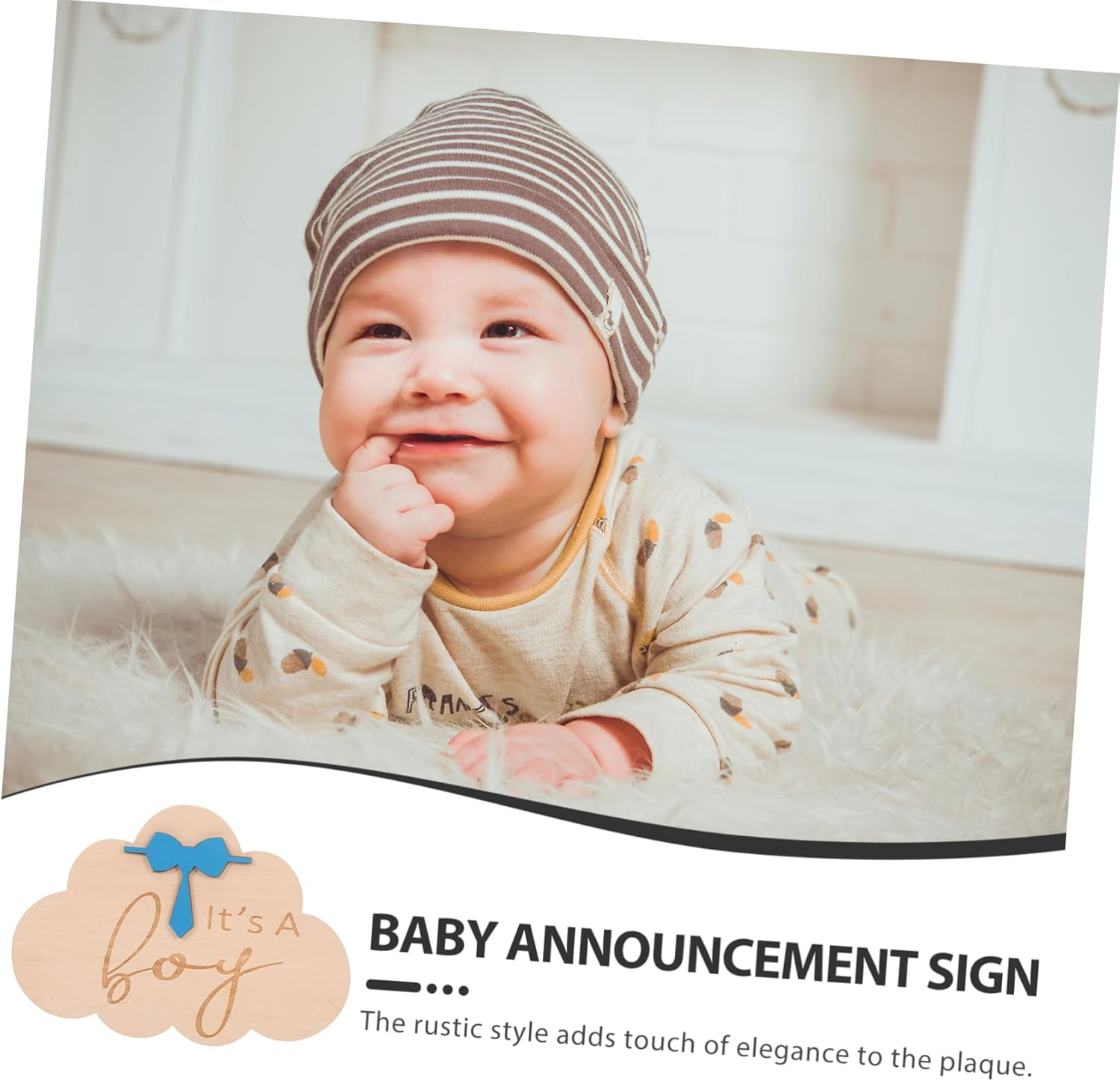 Wooden Birth Announcement Cloud Sign Name Nursery Decoration Newborn Photo Prop Natural Design for Safe Charming Memories image number 6