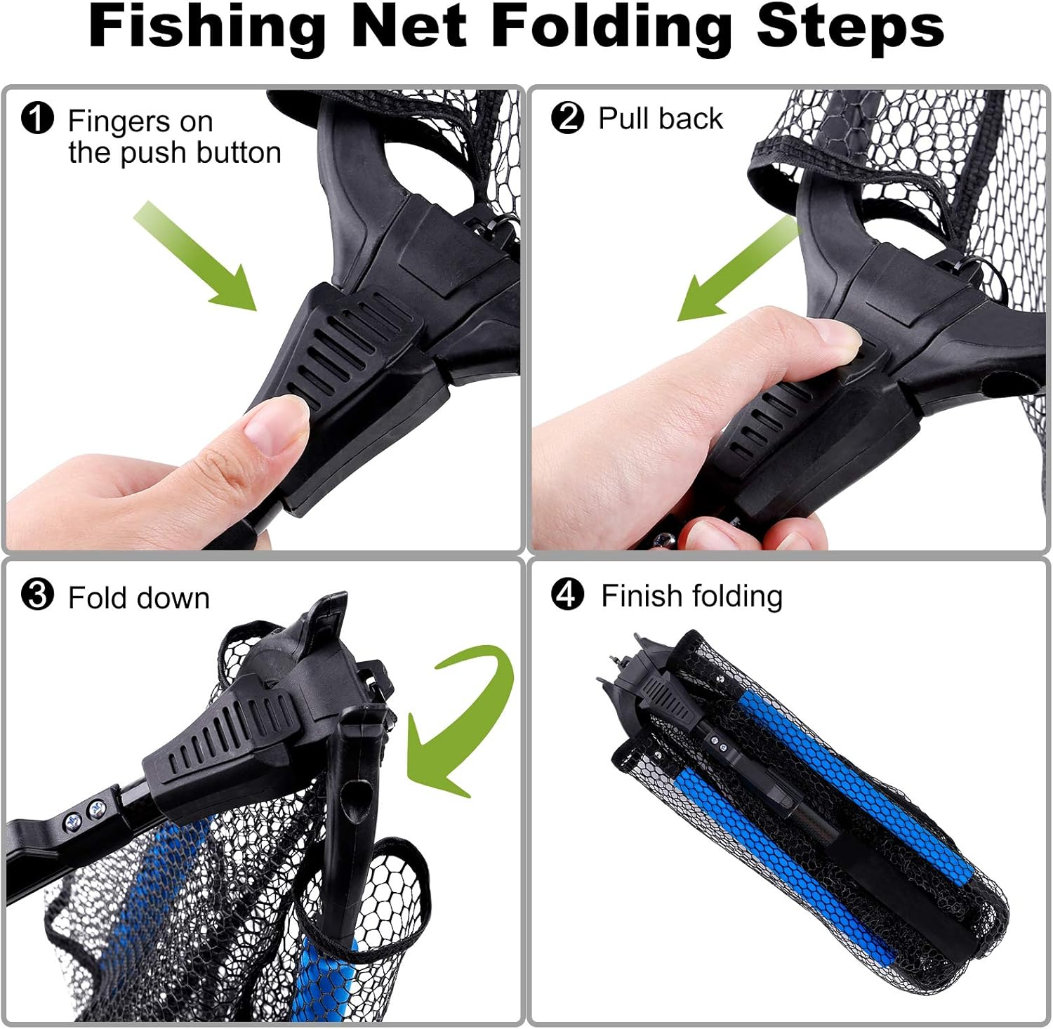 PLUSINNO Fishing Net Fish Landing Net, Foldable Collapsible Telescopic Pole Handle, Durable Nylon Material Mesh, Safe Fish Catching or Releasing image number 3