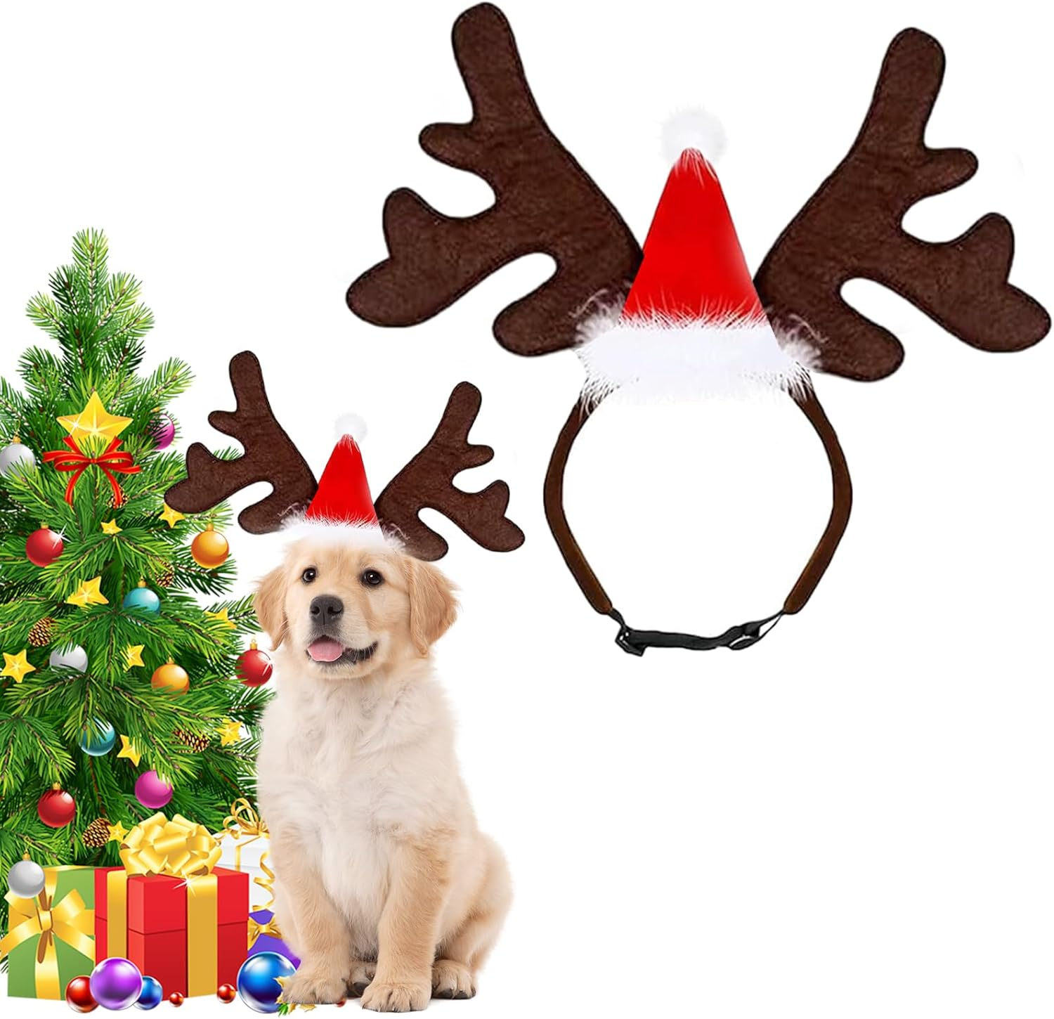 Christmas Pet Headband Dog Cat Reindeer Antlers Headband for Pet Dog Christmas Headdress for Dogs for Costume Outfit for Dogs Cats