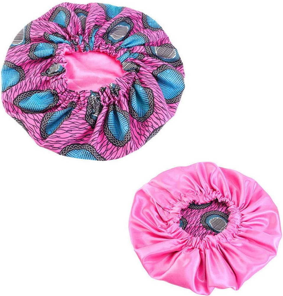 COMVIP Women Adjustable Night Sleeping Hat Hair Turban Stain Bonnet D: Rose image number 2