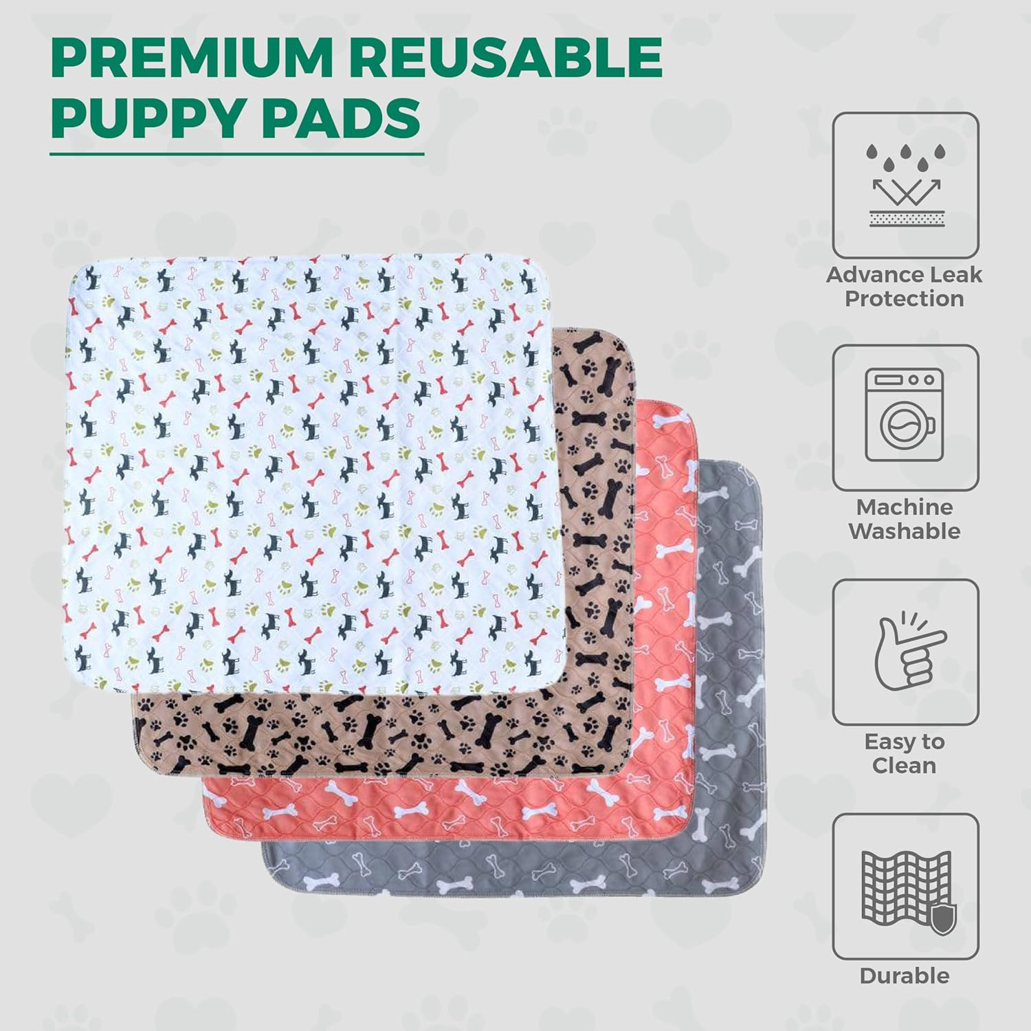 Washable Dog Pee Pads - Waterproof & Reusable Puppy Pads - Durable & Ultra Absorbent Dog Pee Mat White - Perfect for Training & Comfort 28" X 32" Medium (M) image number 1