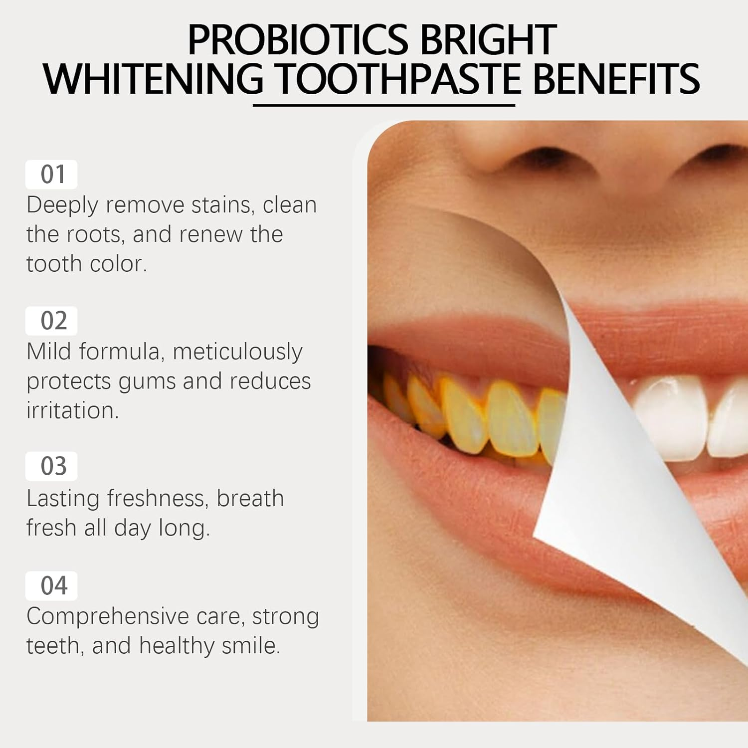 2PCS SP-6 Probiotic Whitening Toothpaste - Enamel-Safe Formula with 6 Probiotics for Teeth Brightening,Gum Health & Fresh Breath,Fluoride-Free,Mint Flavor,120G image number 3