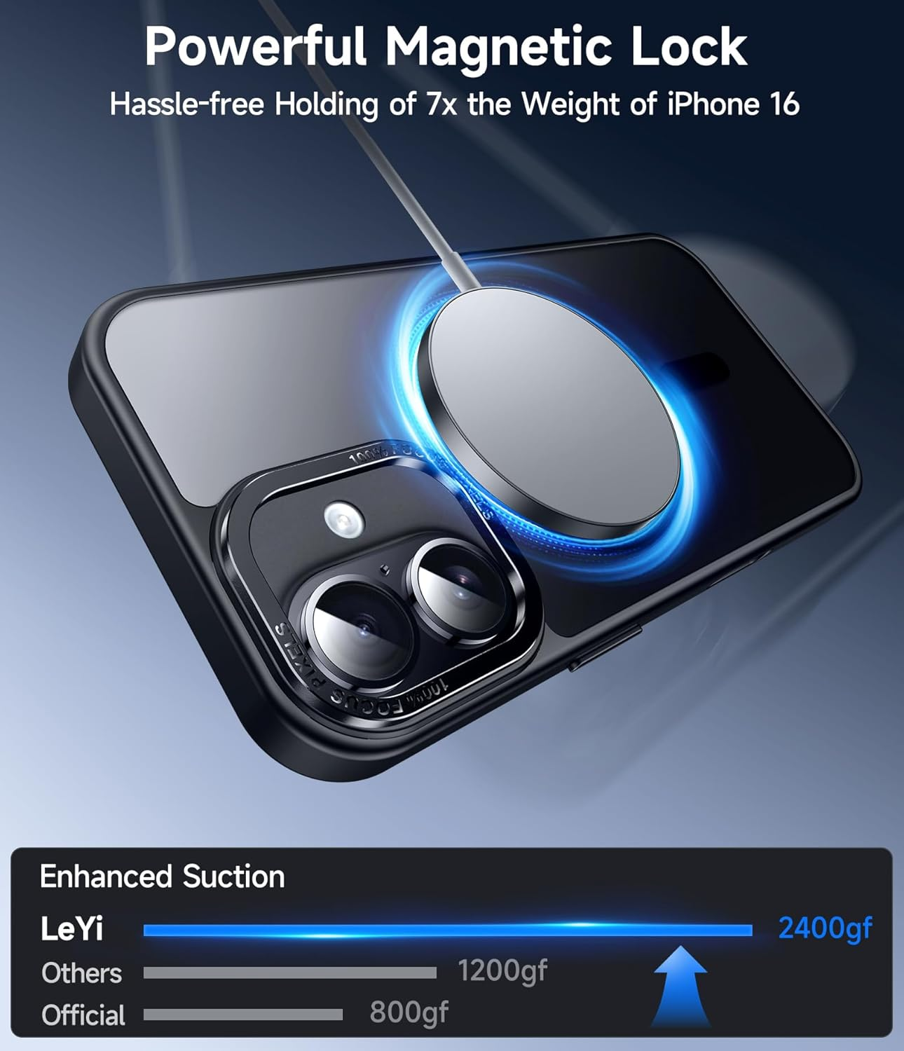 Leyi for Iphone-16 Case: Iphone 16 Screen Protector 2PCS [Effortless Buttons] Translucent Matte Slim Shockproof Soft Touch Cover Para Iphone 16 Phone, Black image number 7