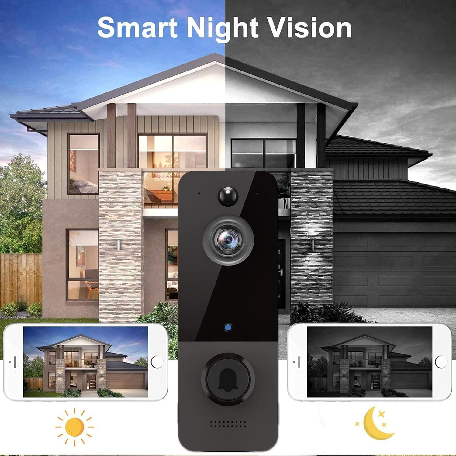 Video Doorbell Camera Wireless with Chime, Video Door Bell with Wide-Angle Lens,Two Way Audio, PIR Motion Detection, Smart Doorbell Works with Night Vision and Cloud Storage image number 4