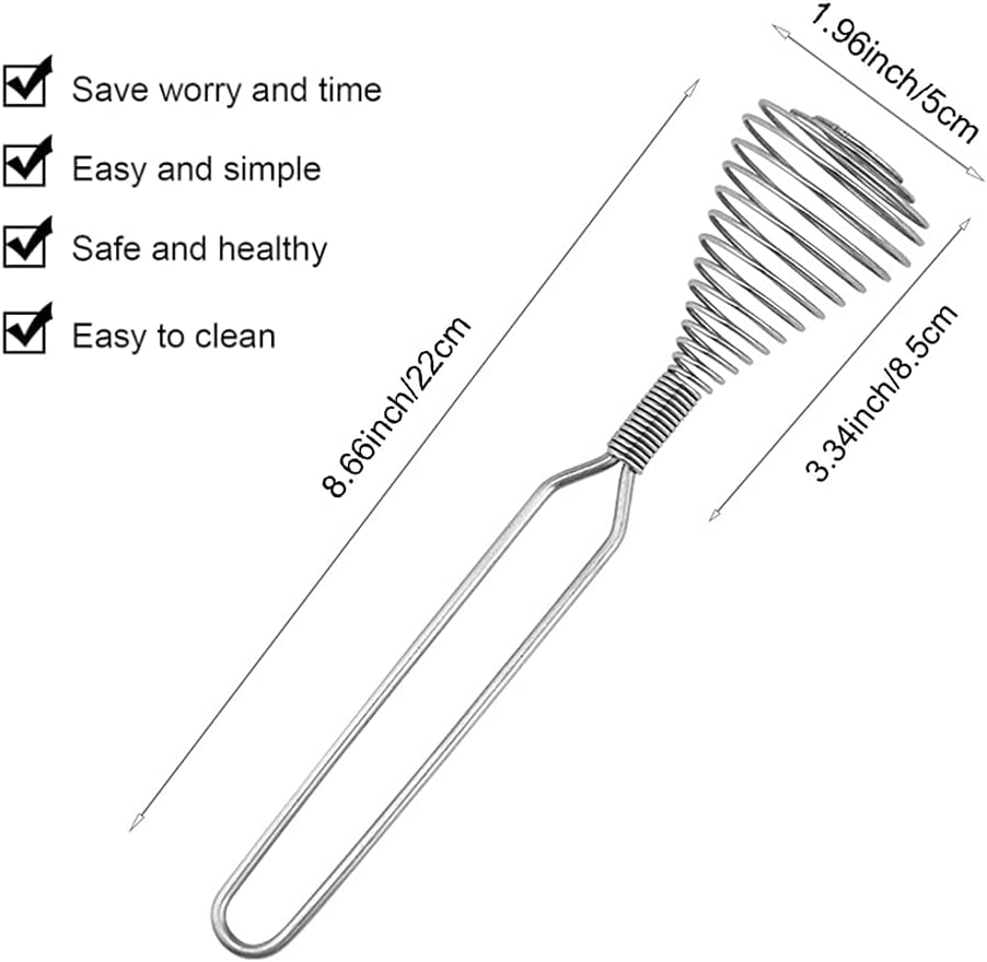 Stainless Steel Spring Coil Whisk Wire Whip Cream Egg Beater Gravy Cream Hand Mixer Kitchen Tool Accessories for Mixing, Blending, Beating, Stirring, Cooking image number 1