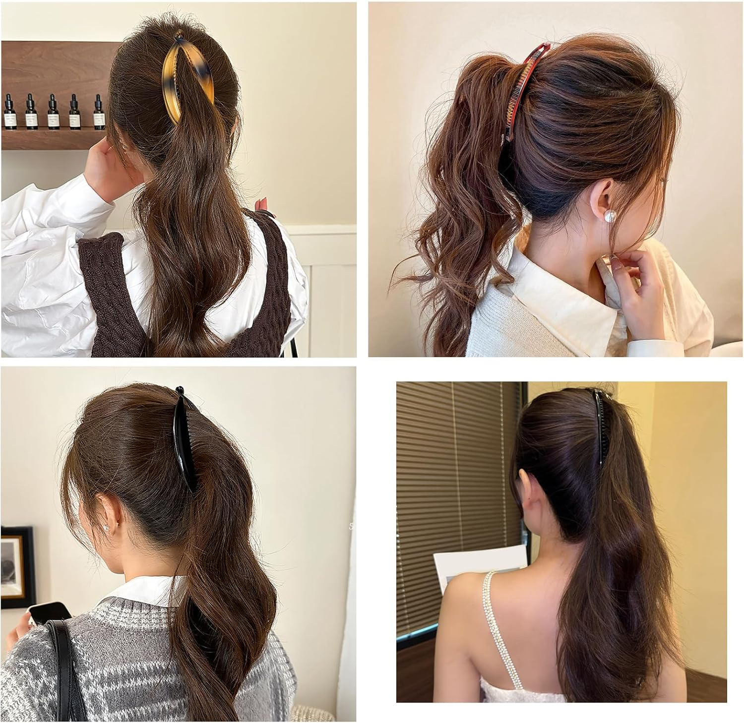 BRDXOOL Pack of 5 Banana Hair Clips, Women'S Fish Clips, Elegant Classic Ponytail Clips, Hair Arrangement, Suitable for Thick Hair, Non-Slip, Fashionable, Portable (Two Styles)