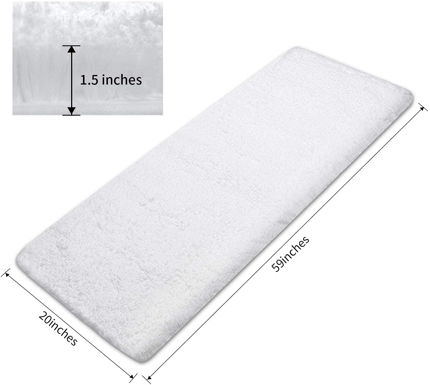 Sheepping Bath Rug Runner White Absorbent Long Bath Mat for Bathroom - Washable Non Slip Bath Mat Decorative Floor Mats Carpet for Bathroom - 59 X 20 Inch