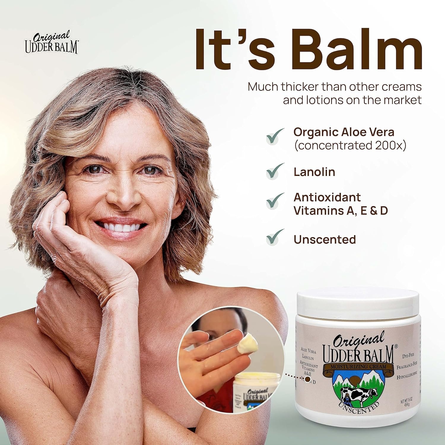 Unscented Original Udder Balm Moisturising Cream 470Ml Jar image number 4