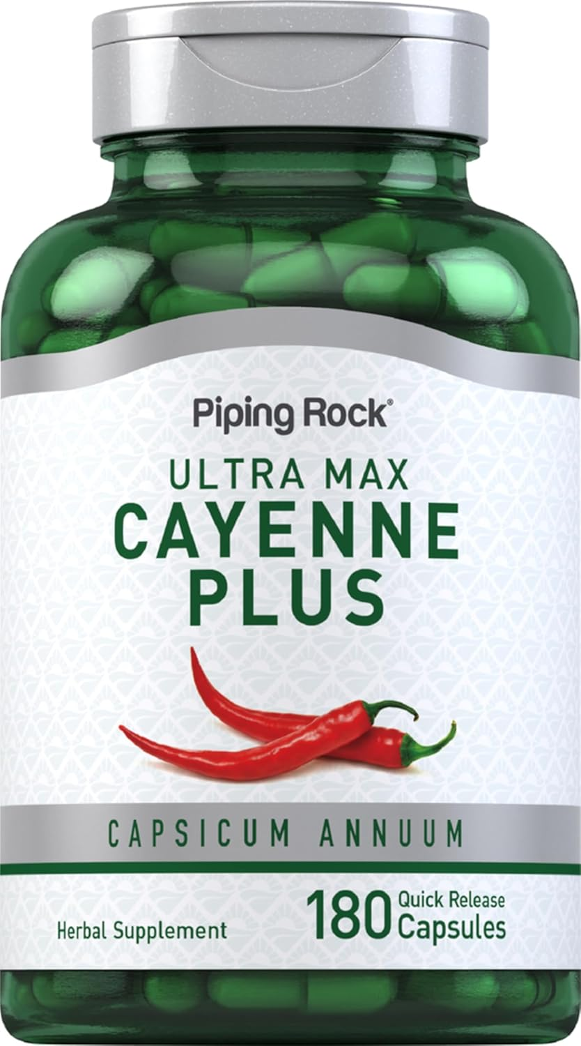 Piping Rock Cayenne Pepper Capsules | 180 Count Herbal Supplement with Ginger and Hawthorn Berry Non-Gmo, Gluten Free 5.15 Ounces image number 4