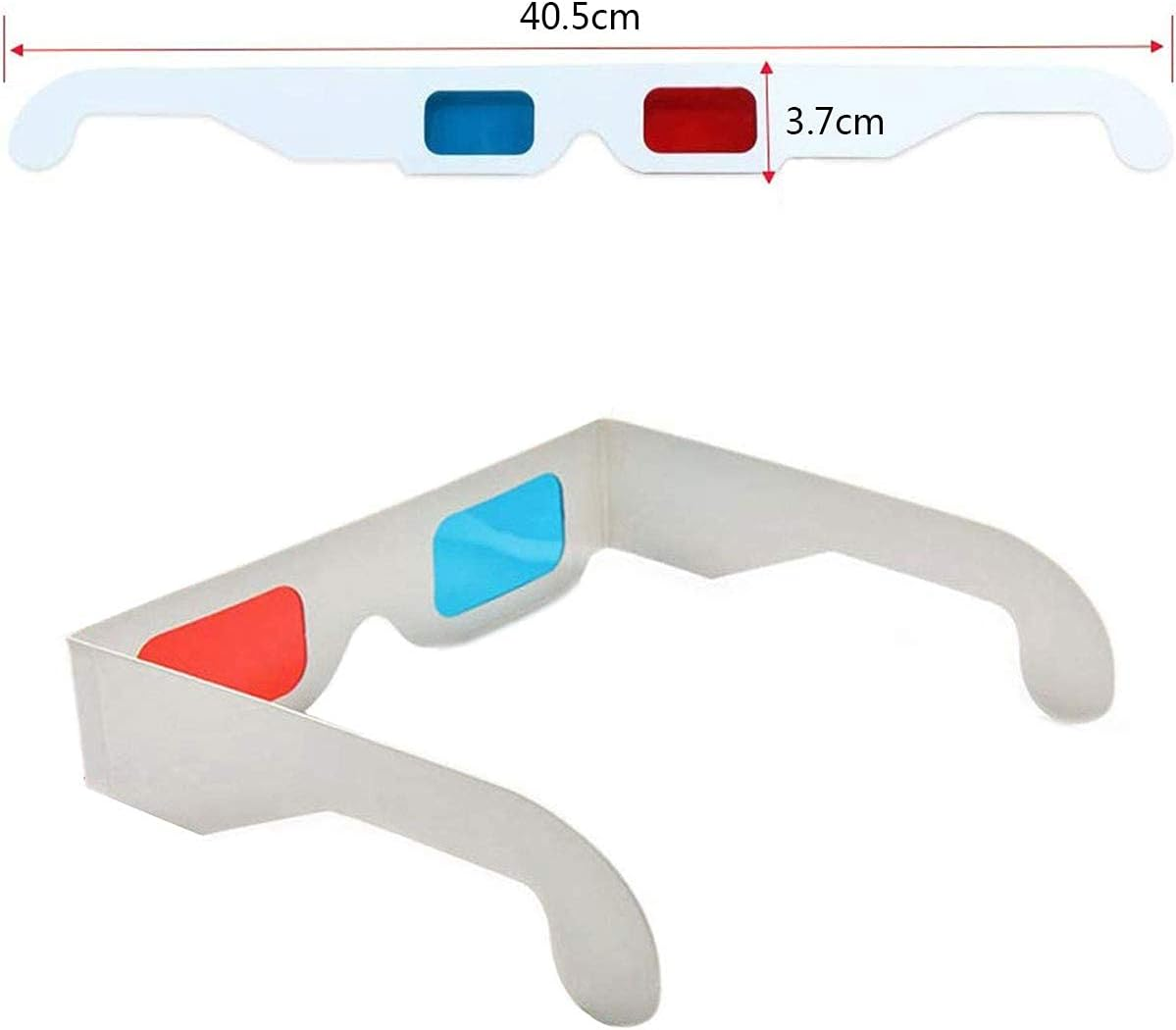 3D Glasses, Cardboard Glasses,10 Pairs of Paper Red and Blue Stereo Eyeglasses for TV, Movie, Game image number 2